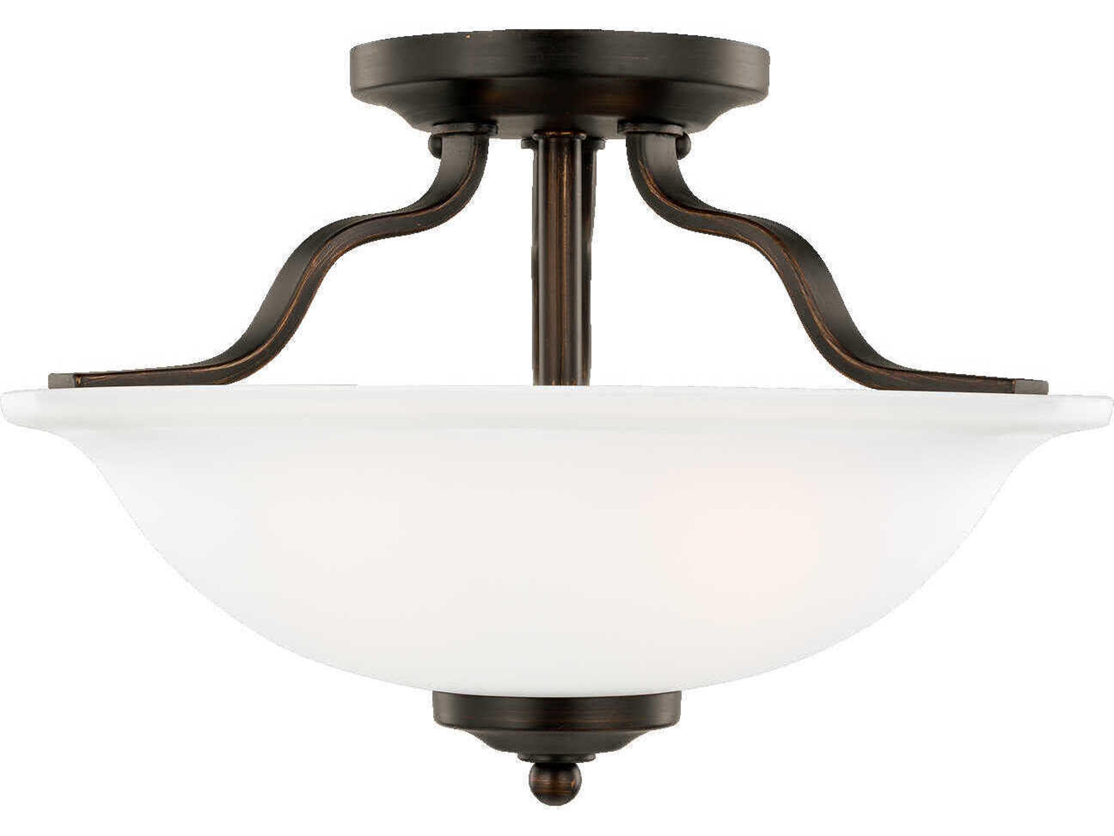 Generation Lighting Emmons 2-Light Bronze Glass Bowl Semi Flush Mount