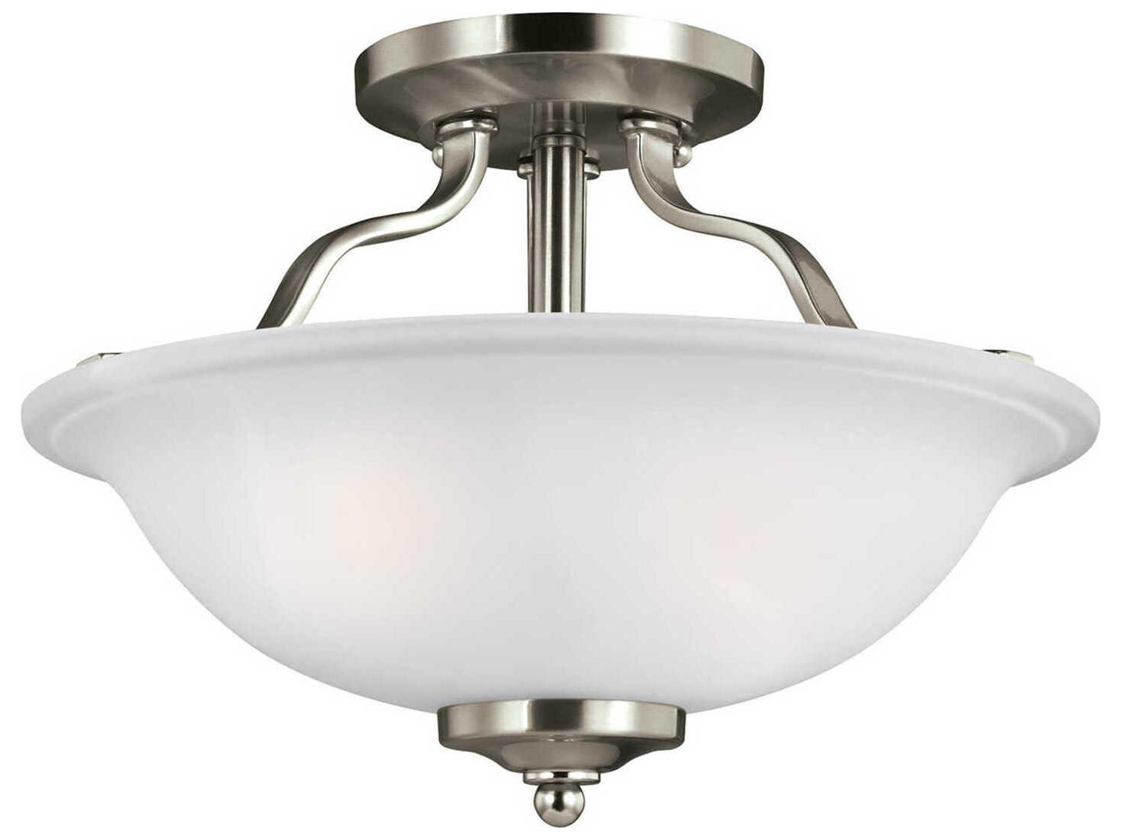 Generation Lighting Emmons 2-Light Brushed Nickel Glass Bowl Semi Flush Mount