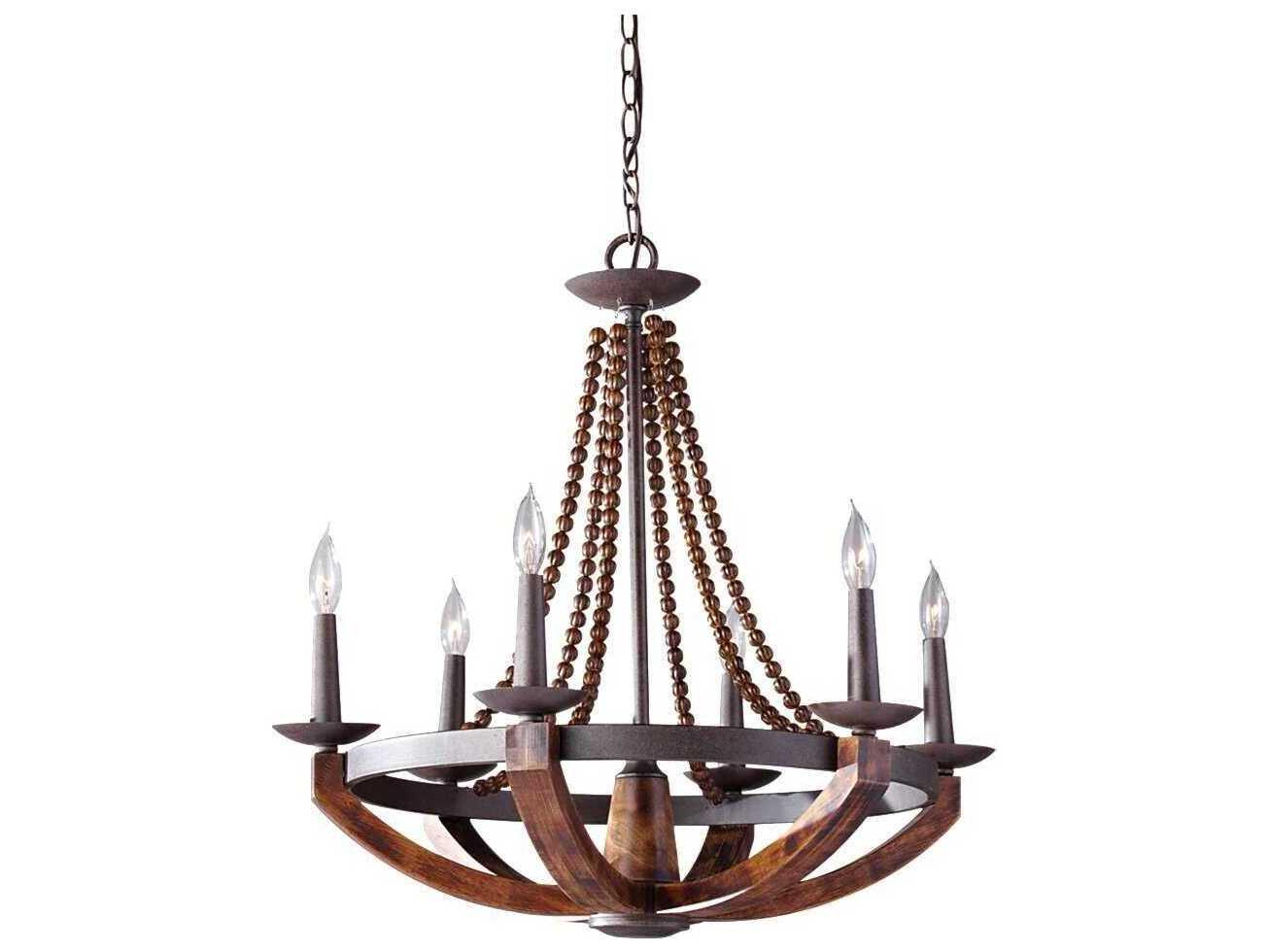 Generation Lighting Adan 6-Light Rustic Iron Burnished Wood Black Candelabra Chandelier