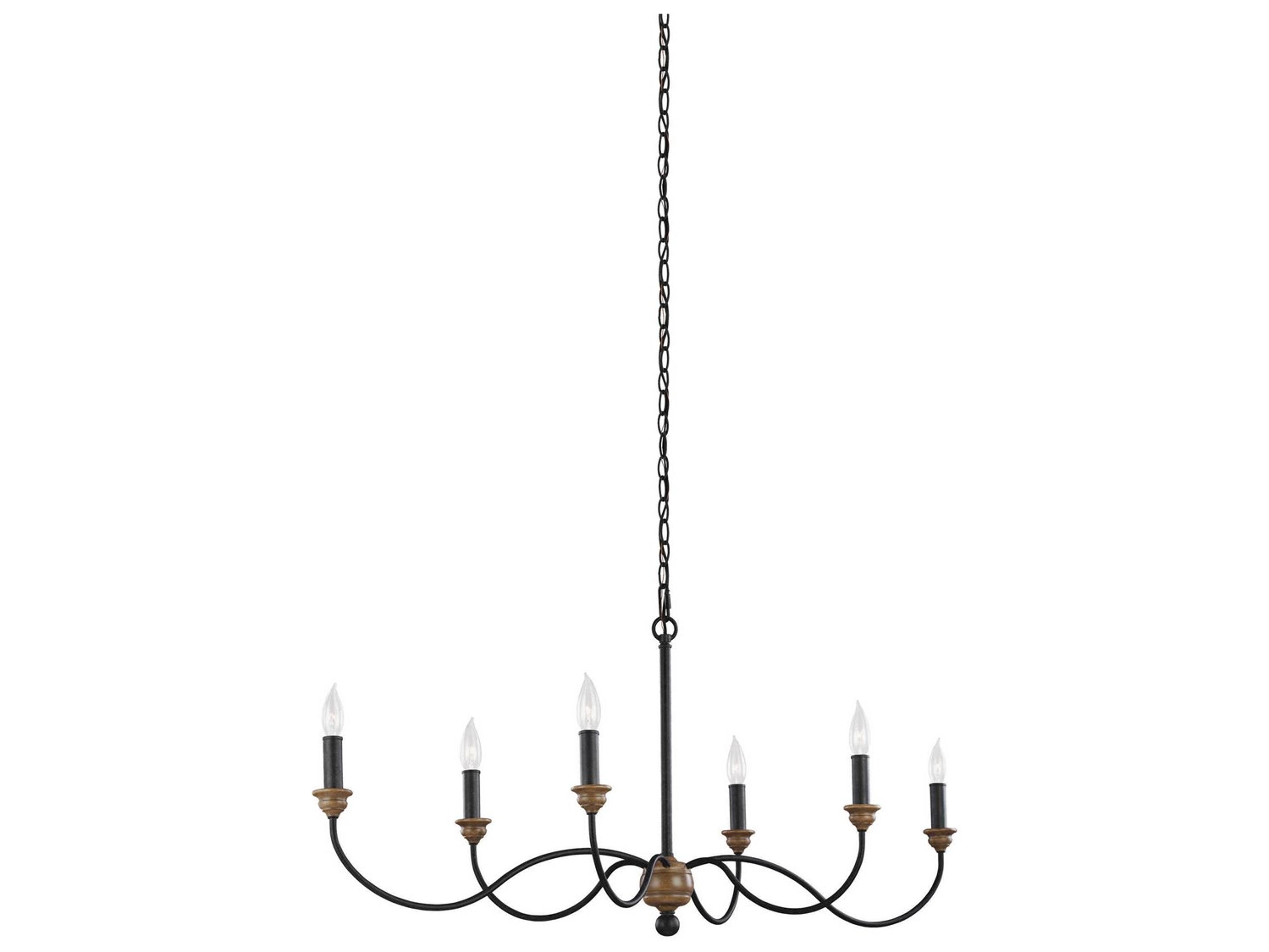 Generation Lighting Hartsville 6-Light Dark Weathered Zinc Oak Bronze Island Pendant