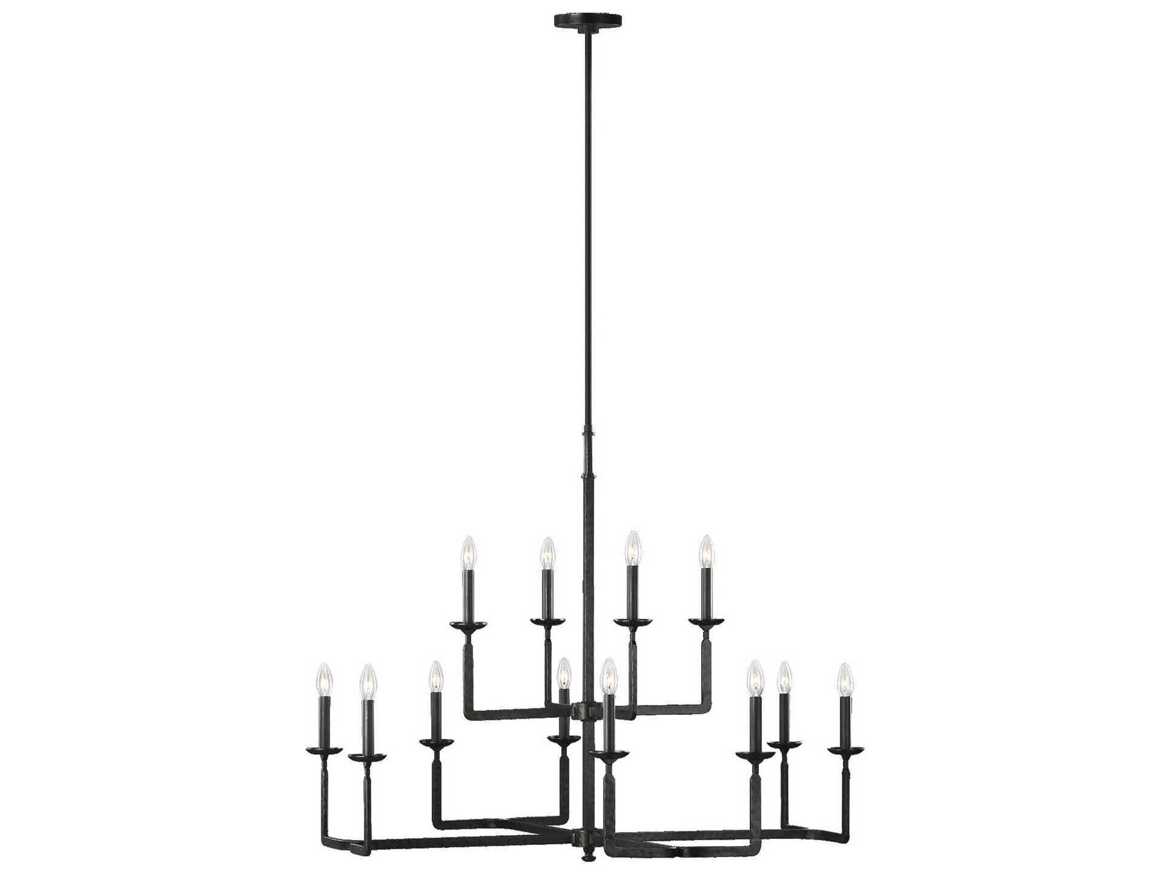 Generation Lighting Ansley 12-Light Aged Iron Black Candelabra Tiered Chandelier