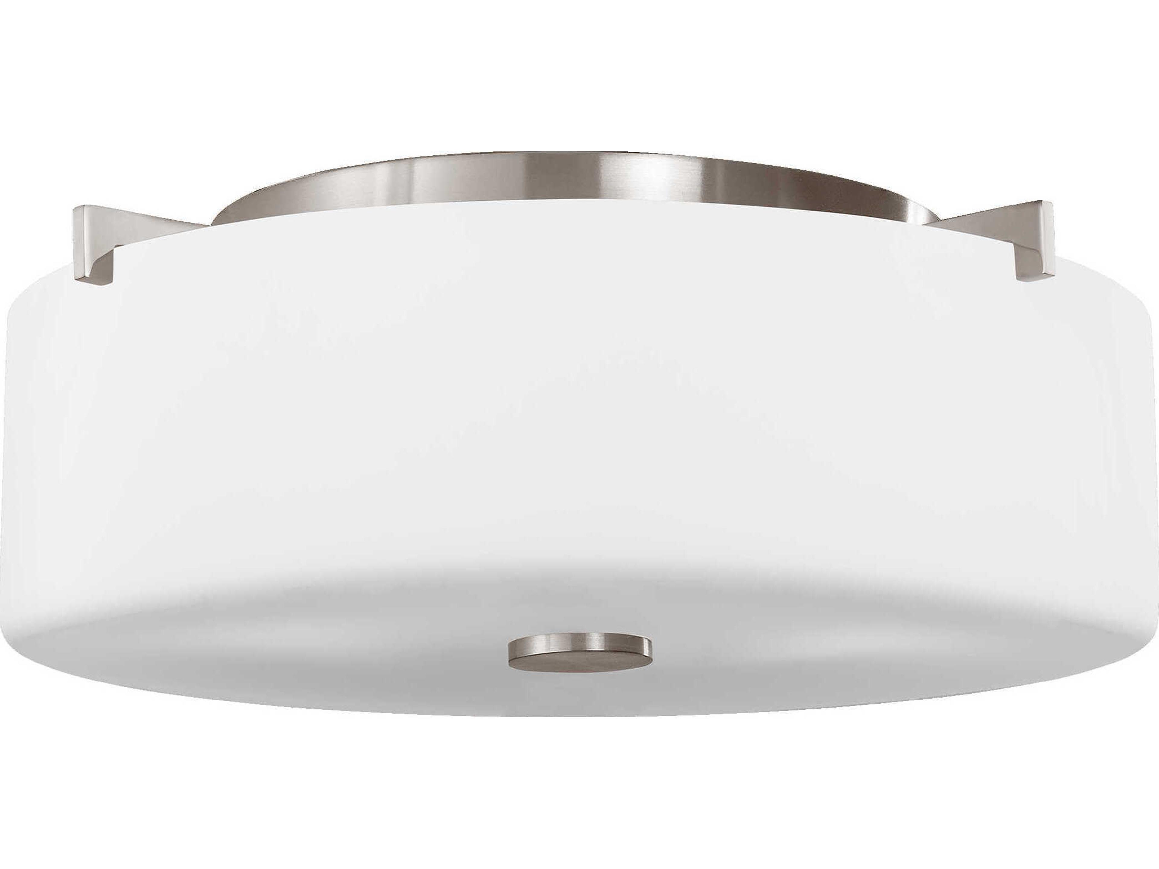 Generation Lighting Sunset Drive 2-Light Brushed Steel Glass Drum Flush Mount