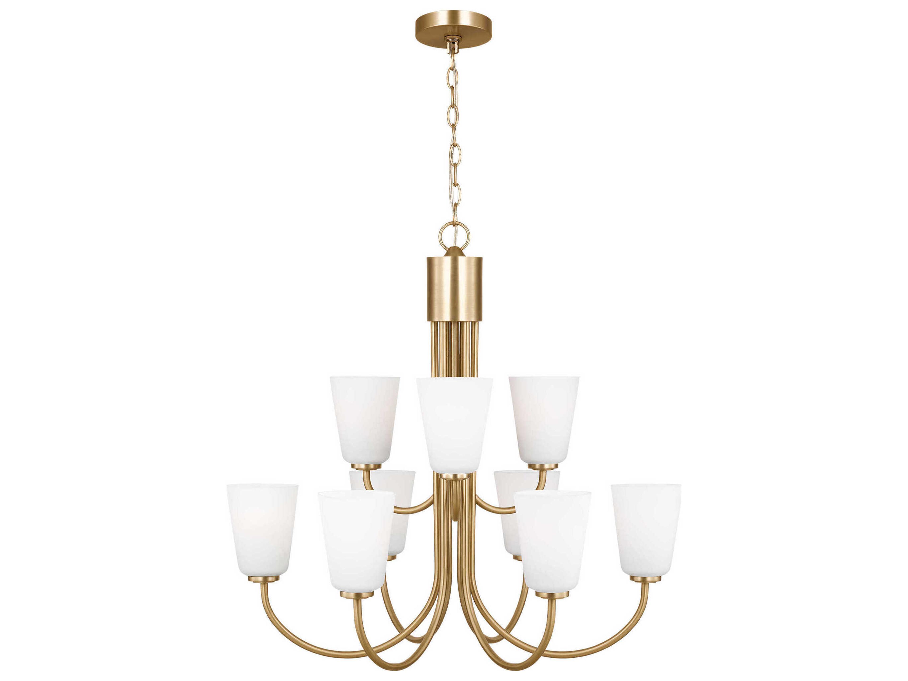 Generation Lighting Miles 9-Light Satin Brass Bell Chandelier
