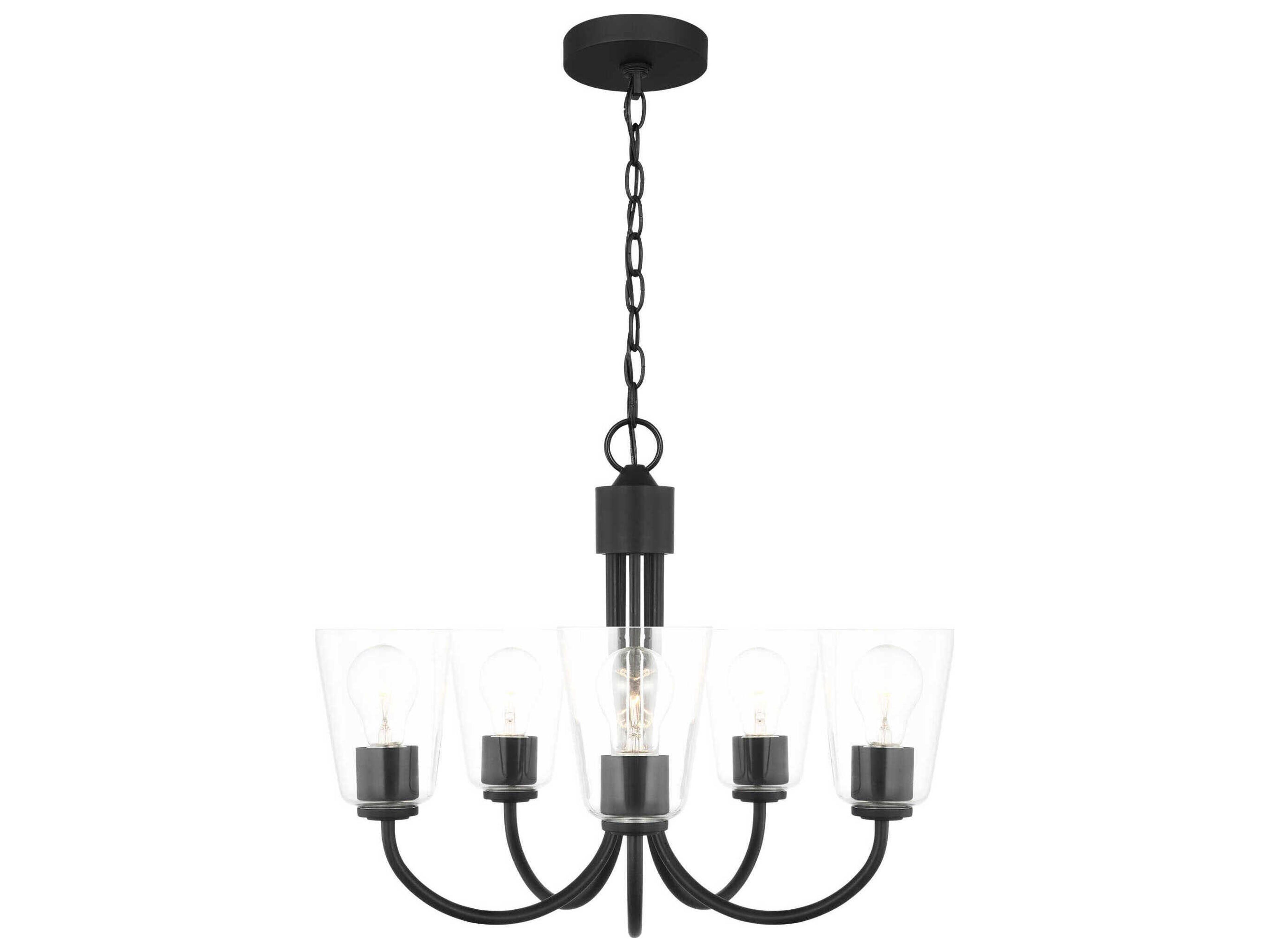 Generation Lighting Miles 5-Light Midnight Black Bell Chandelier