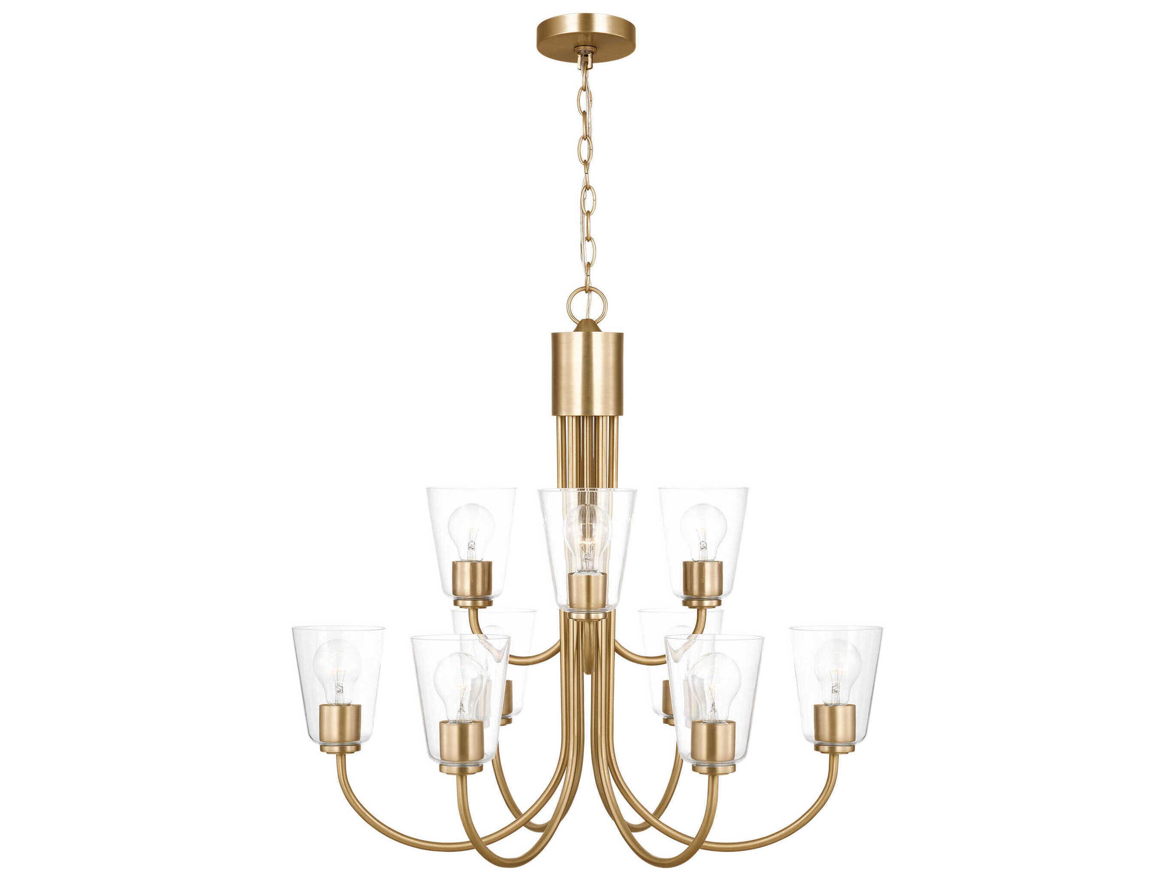 Generation Lighting Miles 9-Light Satin Brass Bell Chandelier