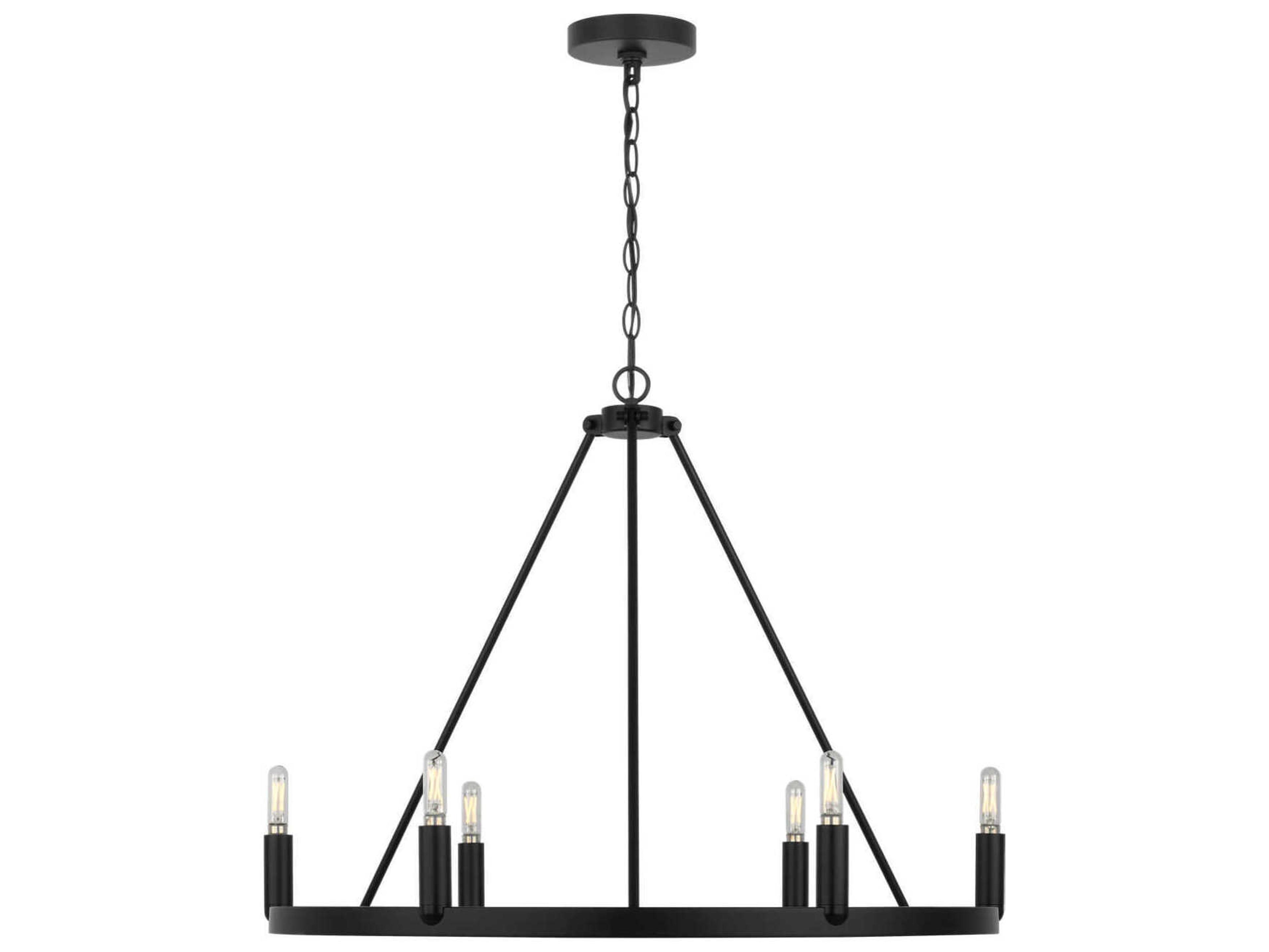Generation Lighting Mirla 6-Light Midnight Black Candelabra Chandelier