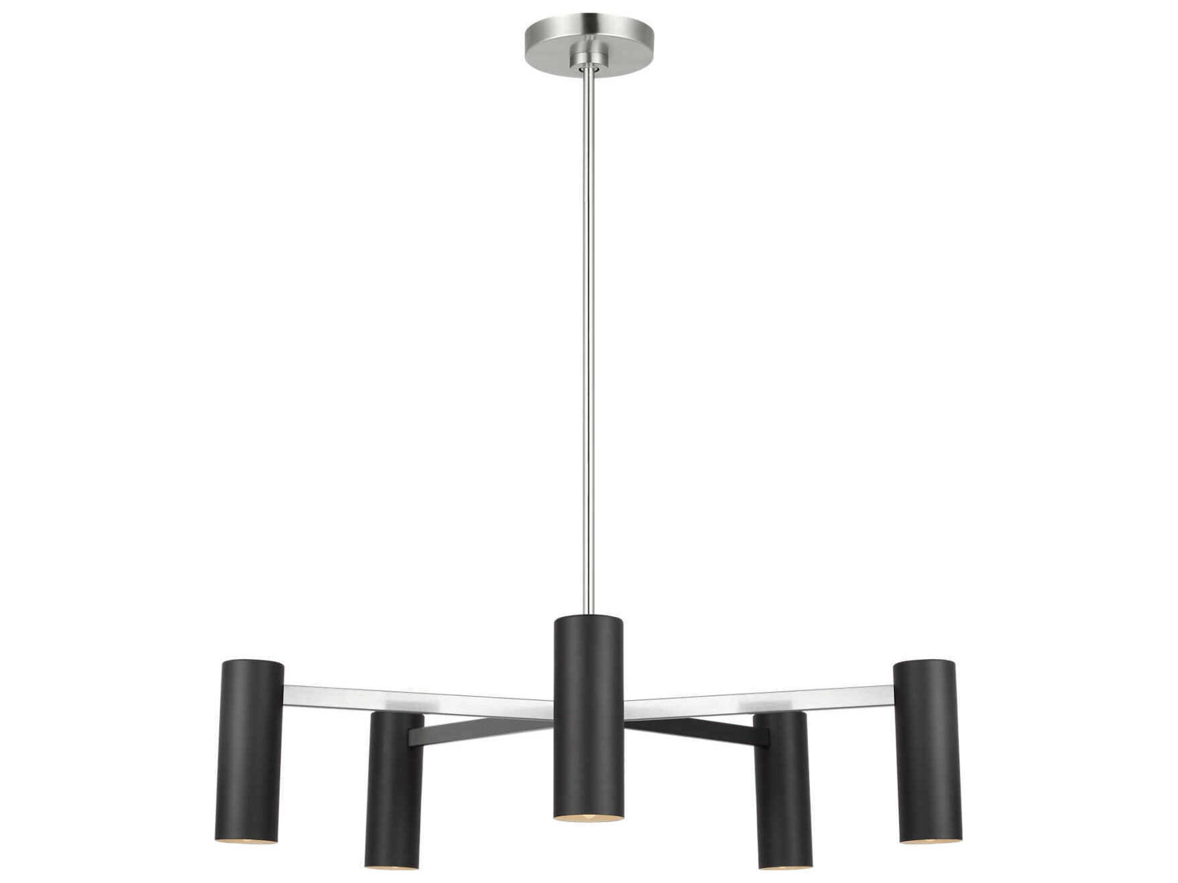 Generation Lighting Zentro 5-Light Brushed Nickel Black Cylinder Chandelier