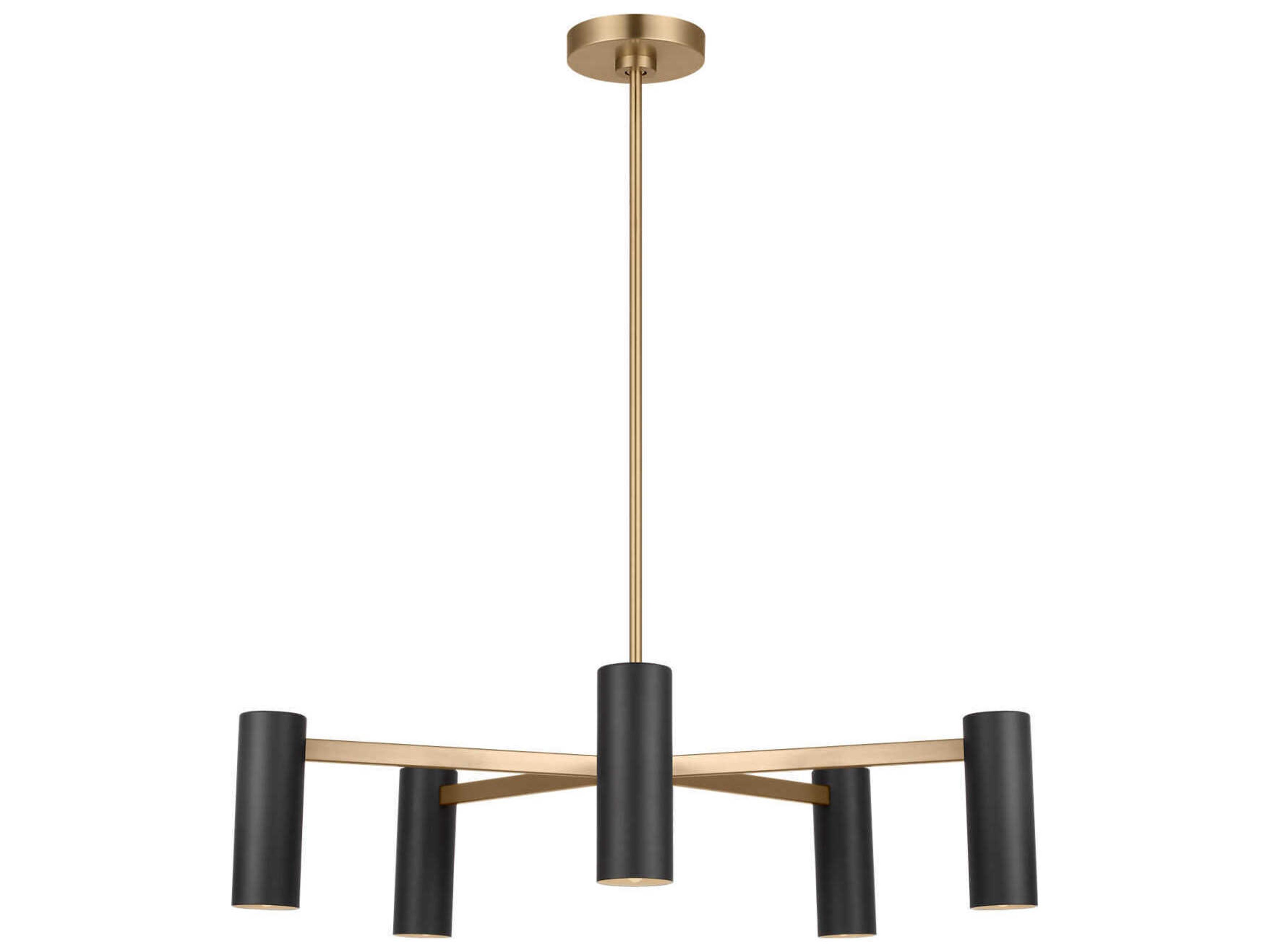 Generation Lighting Zentro 5-Light Satin Brass Cylinder Chandelier