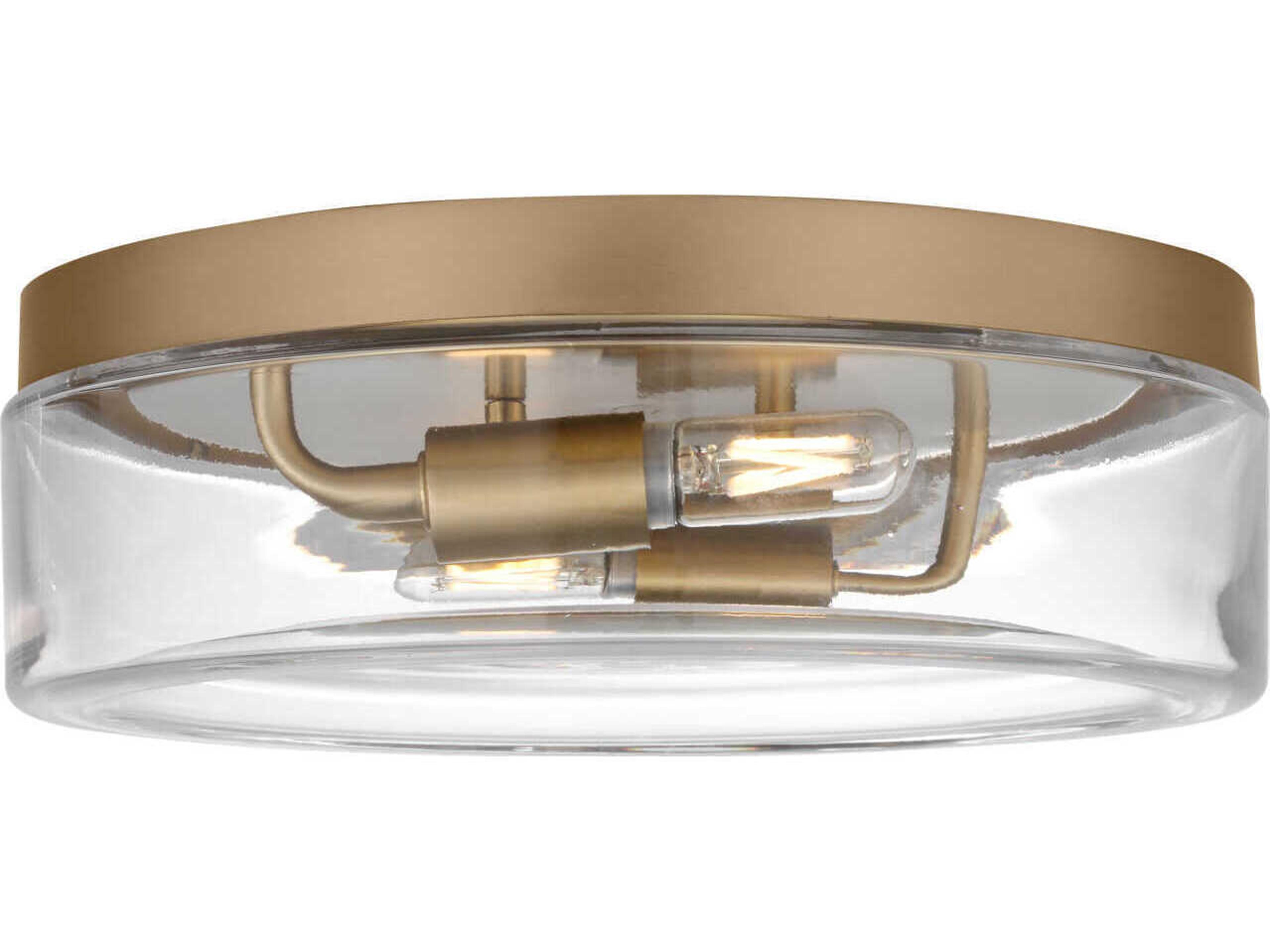Generation Lighting Rhett 2-Light Satin Brass Round Flush Mount