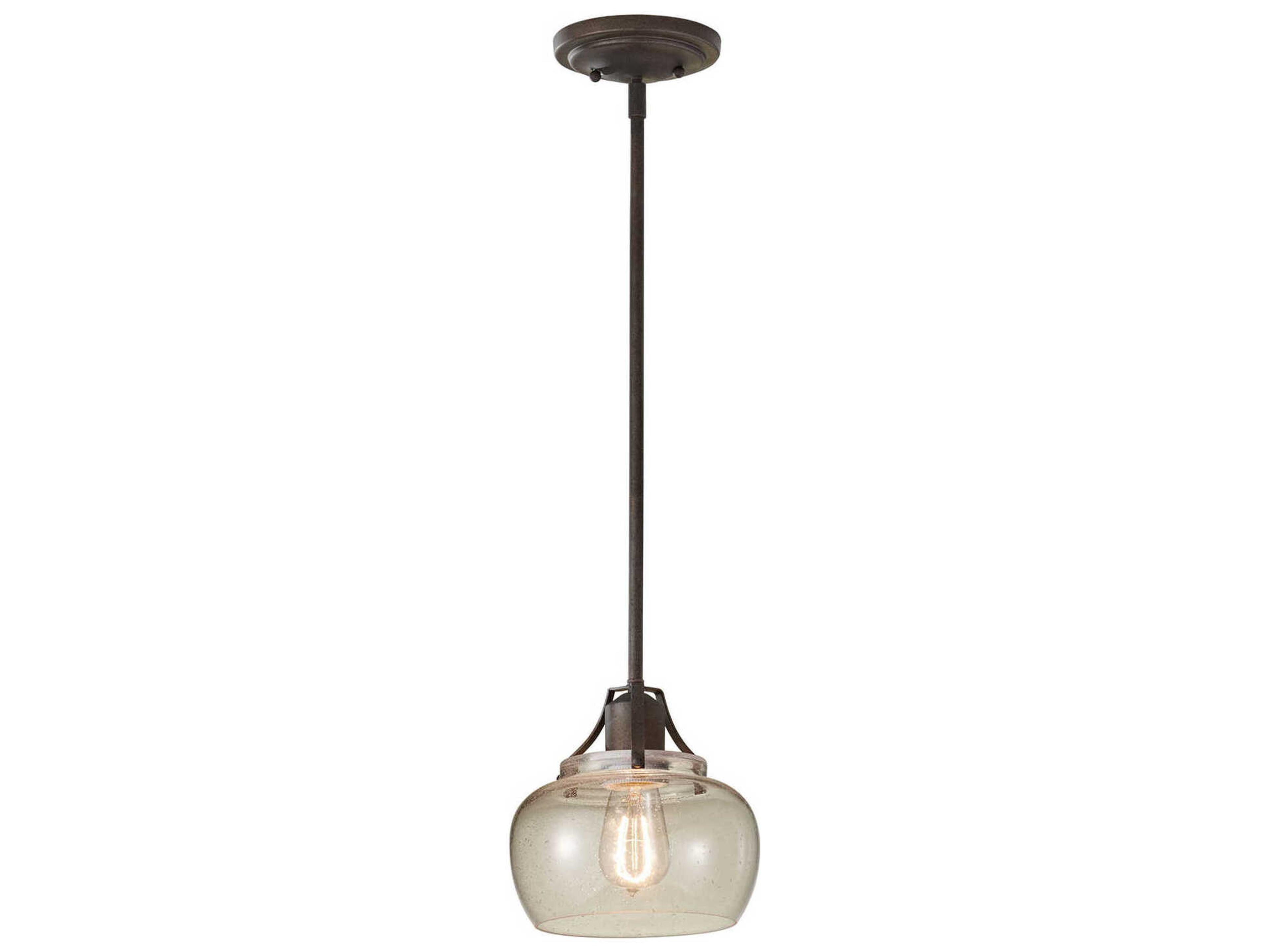 Generation Lighting Urban Renewal 1-Light Rustic Iron Brown Glass Mini Pendant