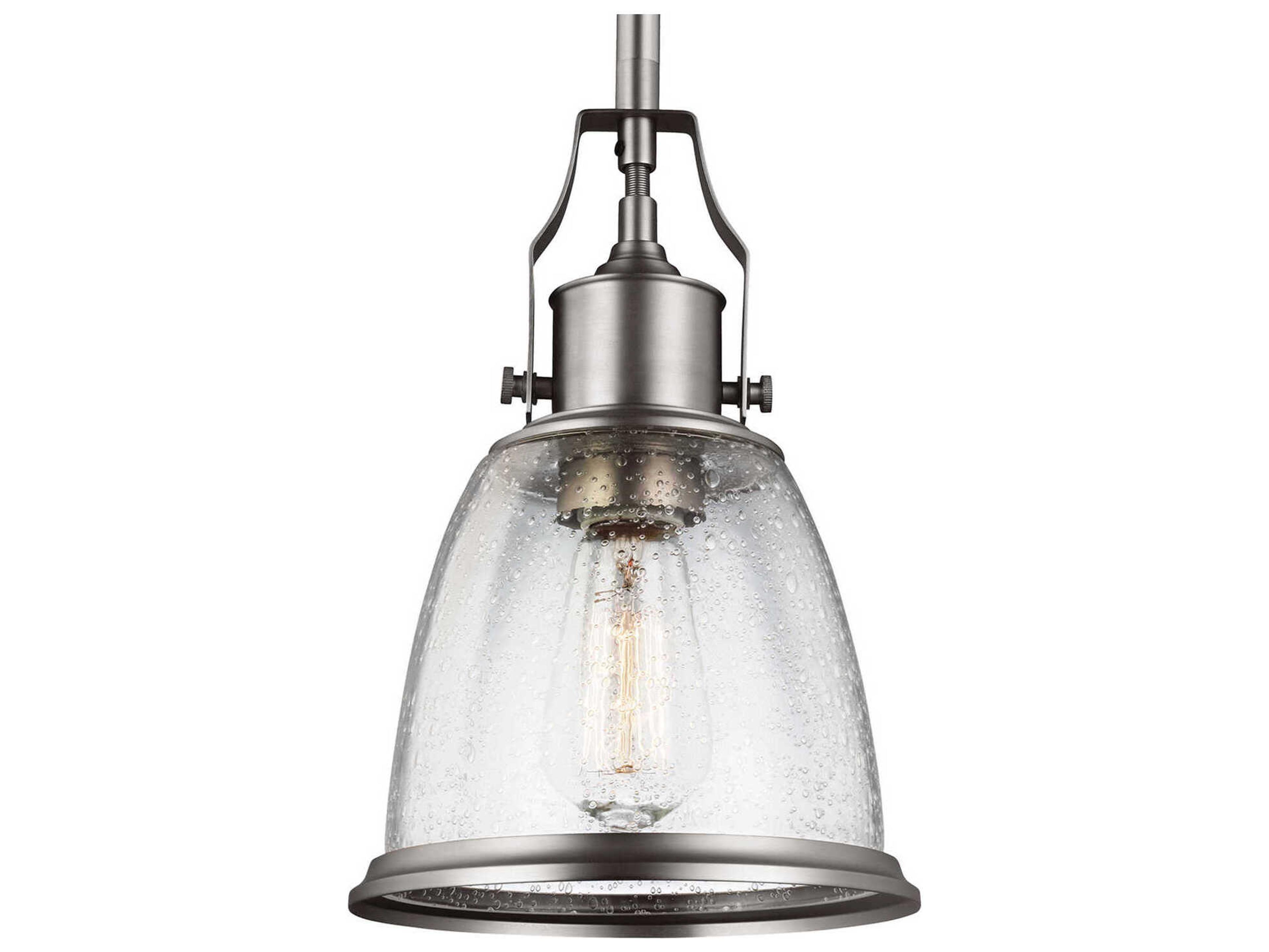 Generation Lighting Hobson 1-Light Satin Nickel Glass Bell Mini Pendant
