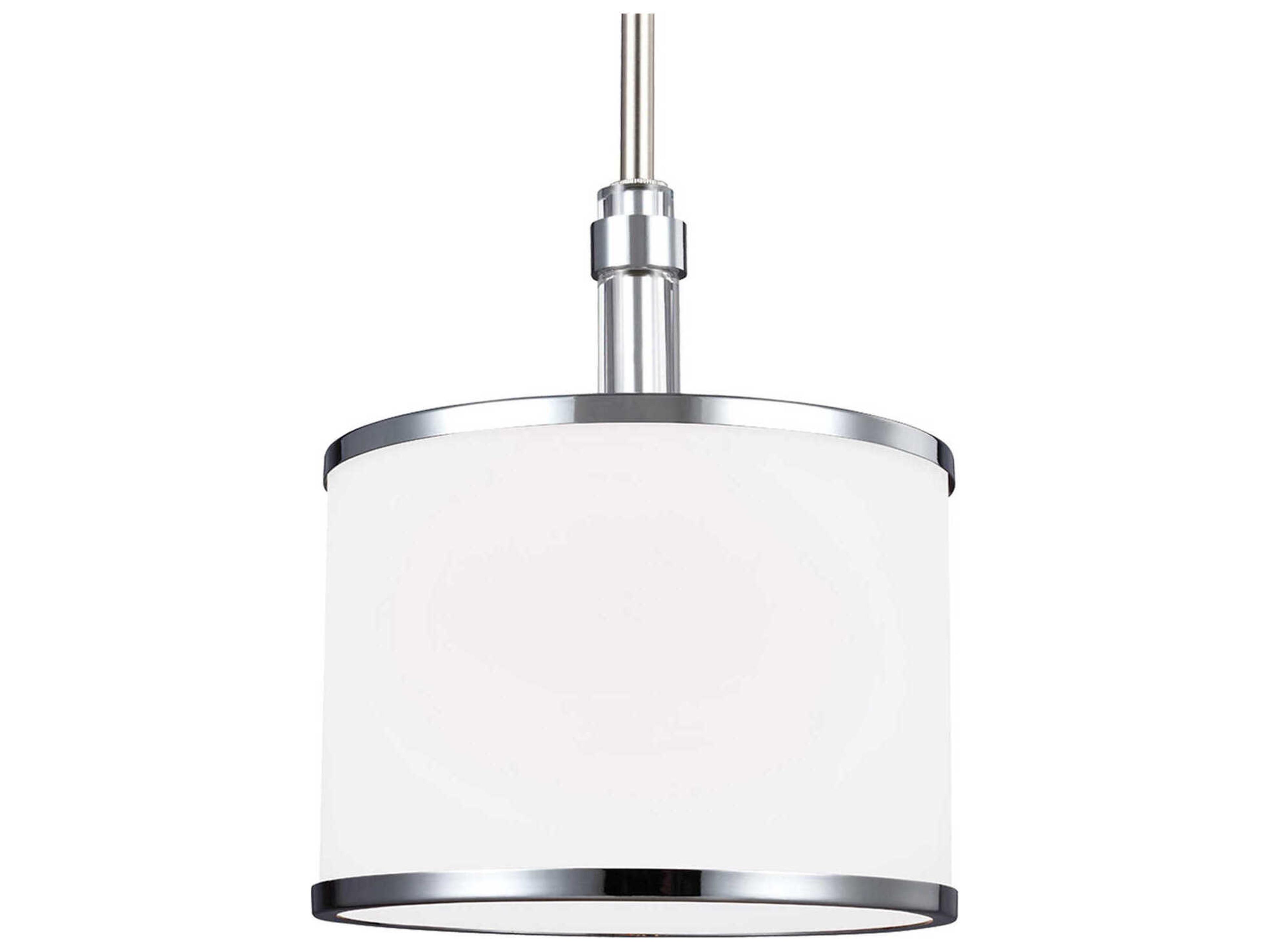 Generation Lighting Prospect Park 1-Light Satin Nickel Chrome Glass Drum Mini Pendant