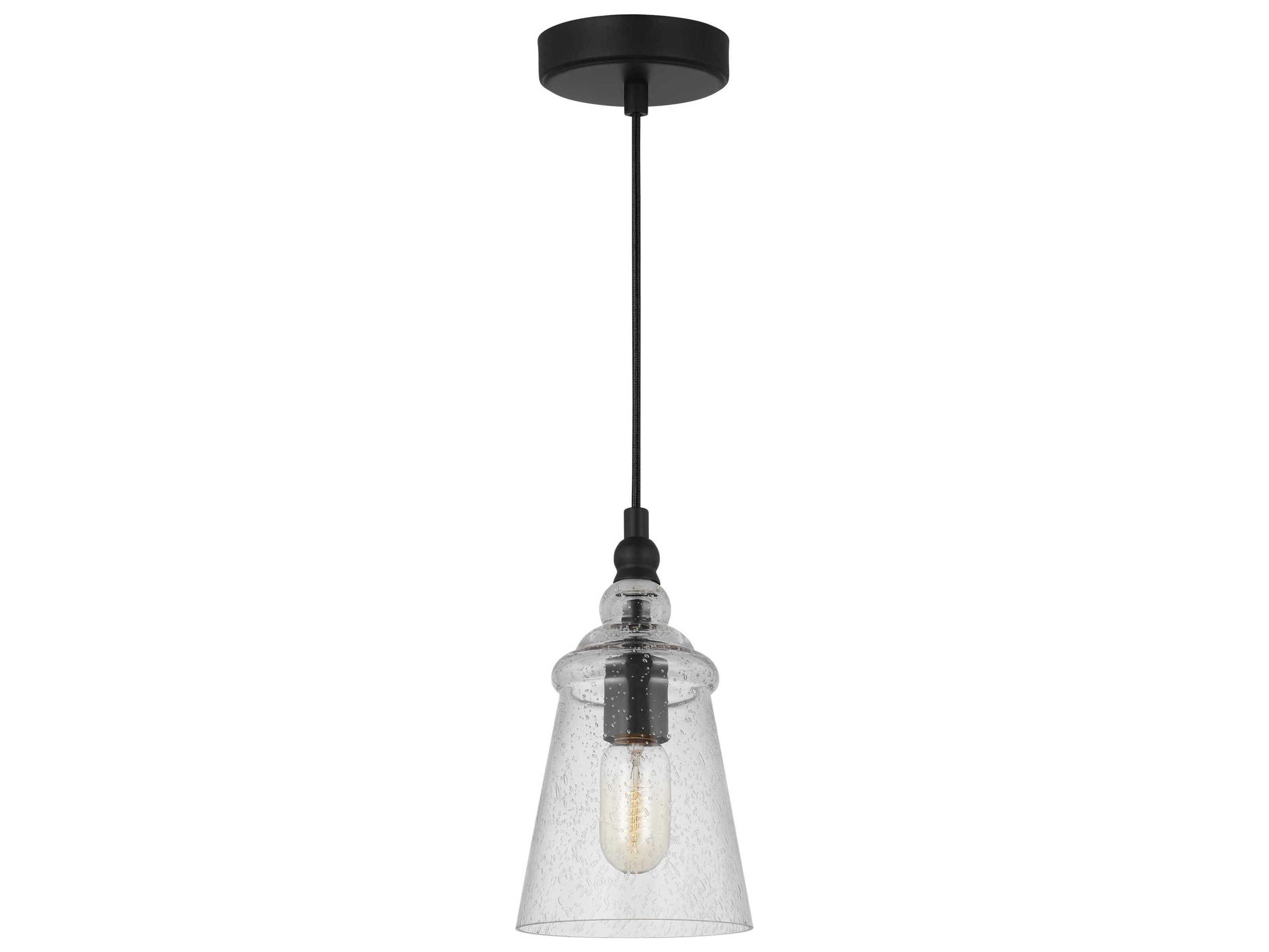 Generation Lighting Loras 1-Light Midnight Black Bell Mini Pendant