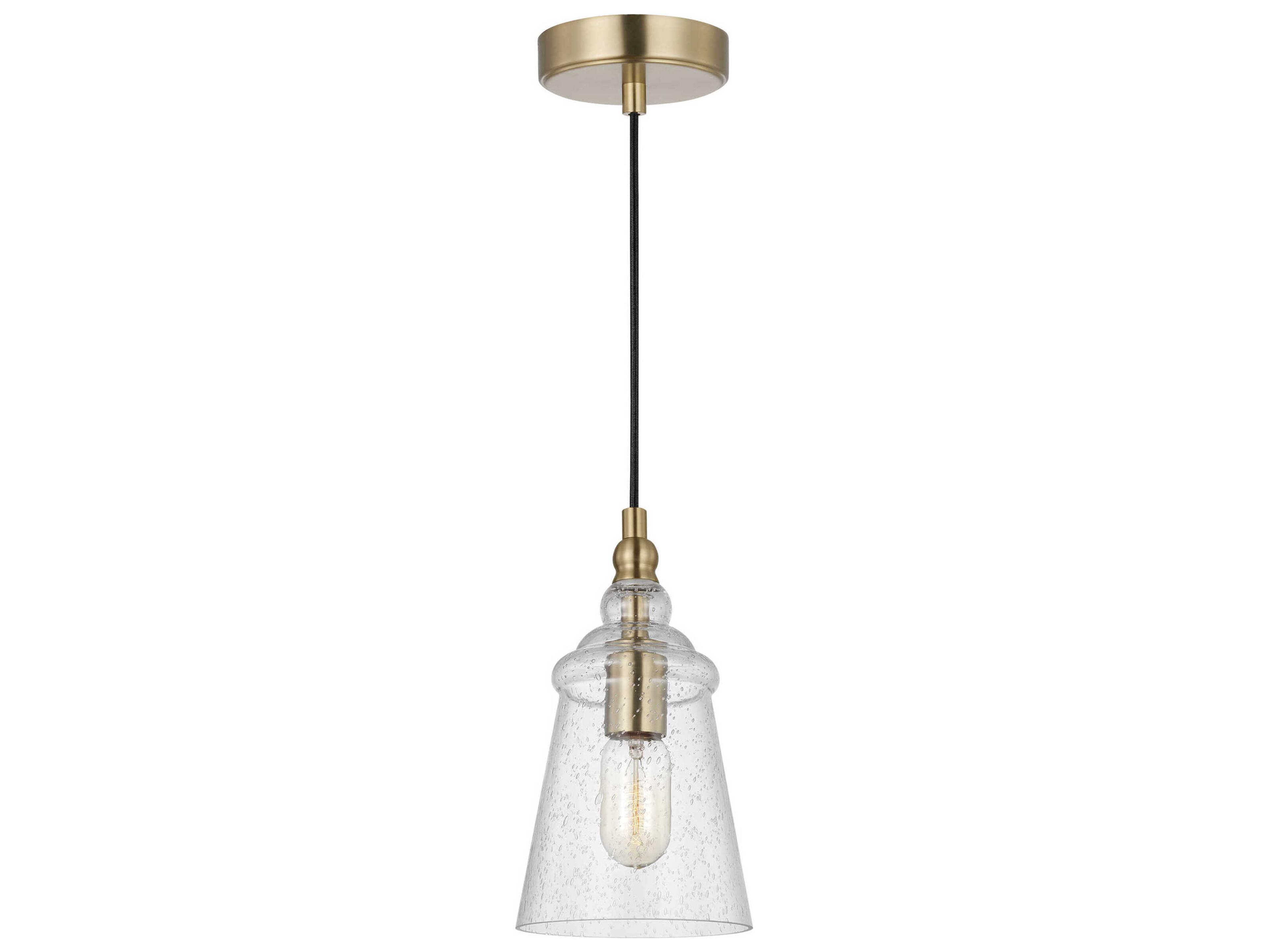 Generation Lighting Loras 1-Light Satin Brass Bell Mini Pendant