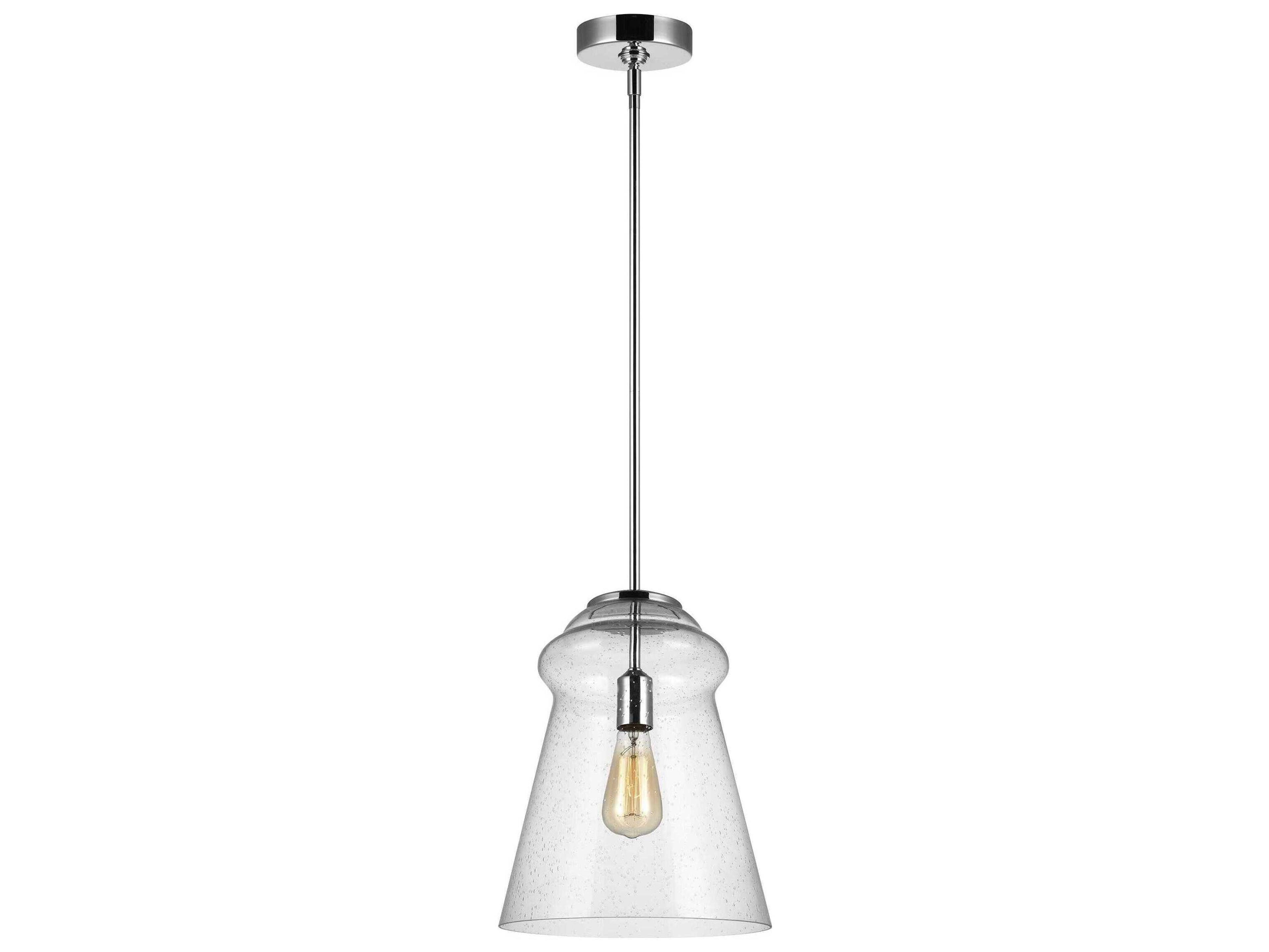 Generation Lighting Loras 1-Light Chrome Glass Bell Mini Pendant
