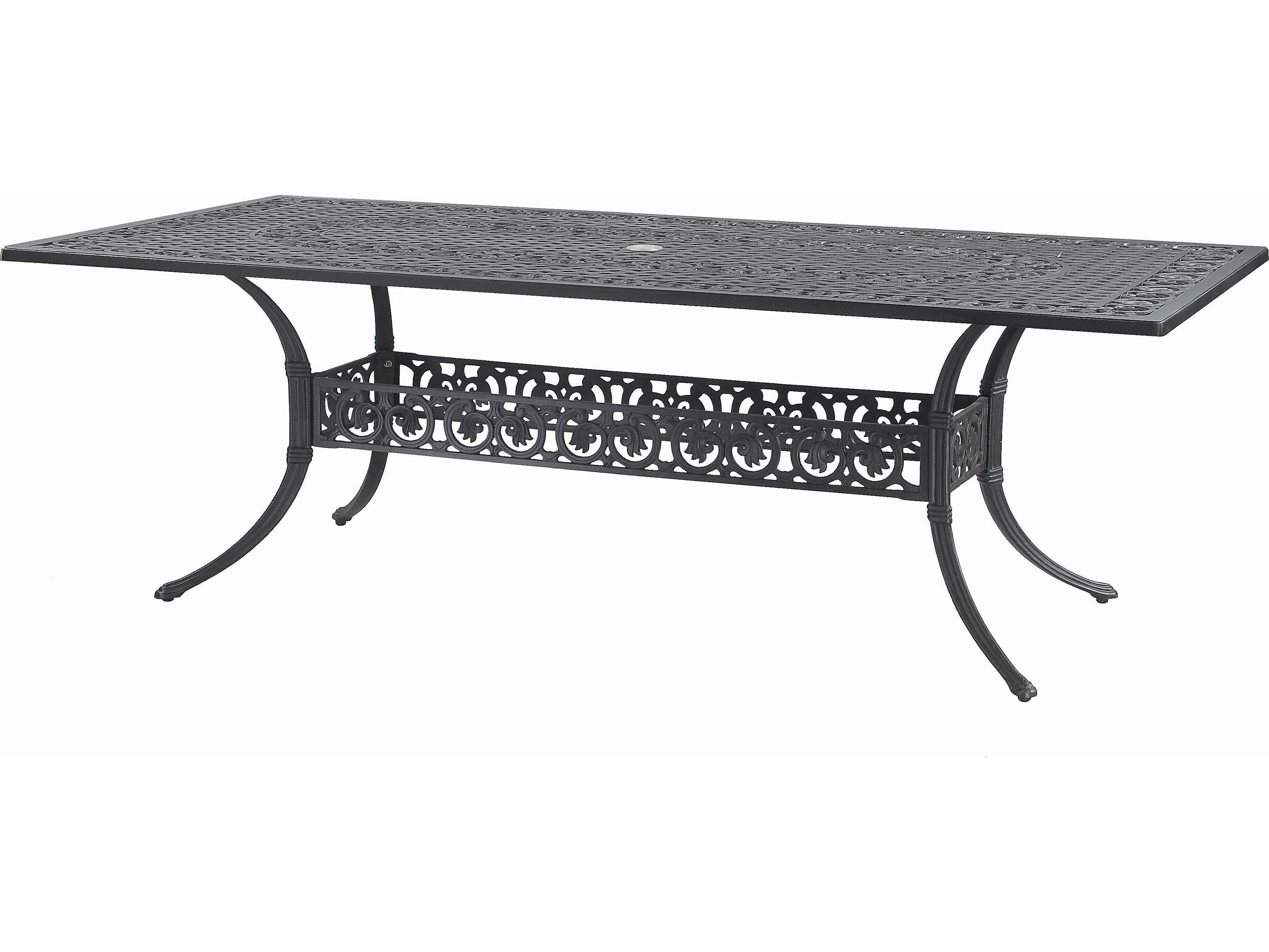 Gensun Michigan Cast Aluminum Rectangular Patio Dining Table with Umbrella Hole