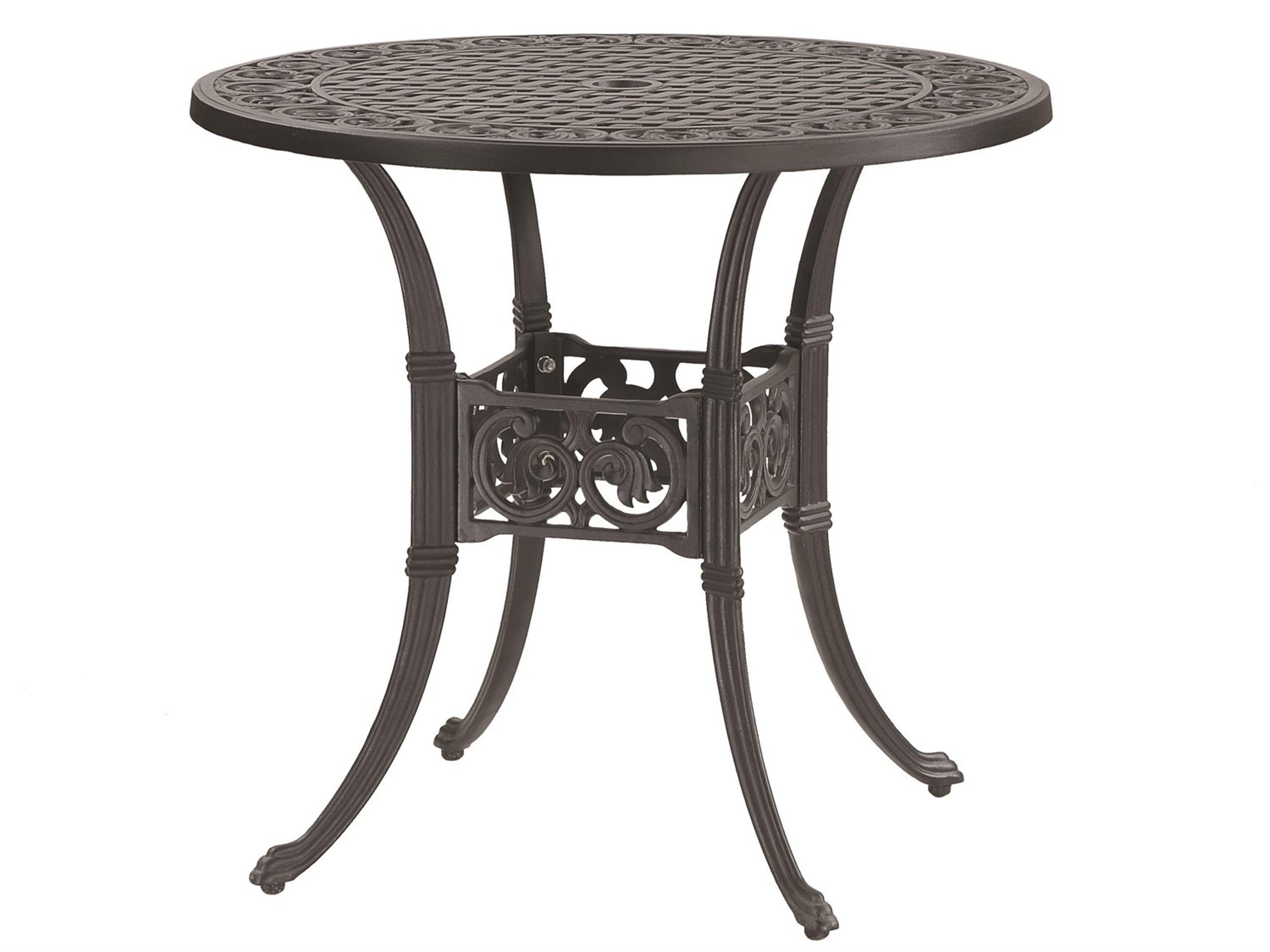 Gensun Michigan Cast Aluminum Round Outdoor Patio Dining Table with Umbrella Hole