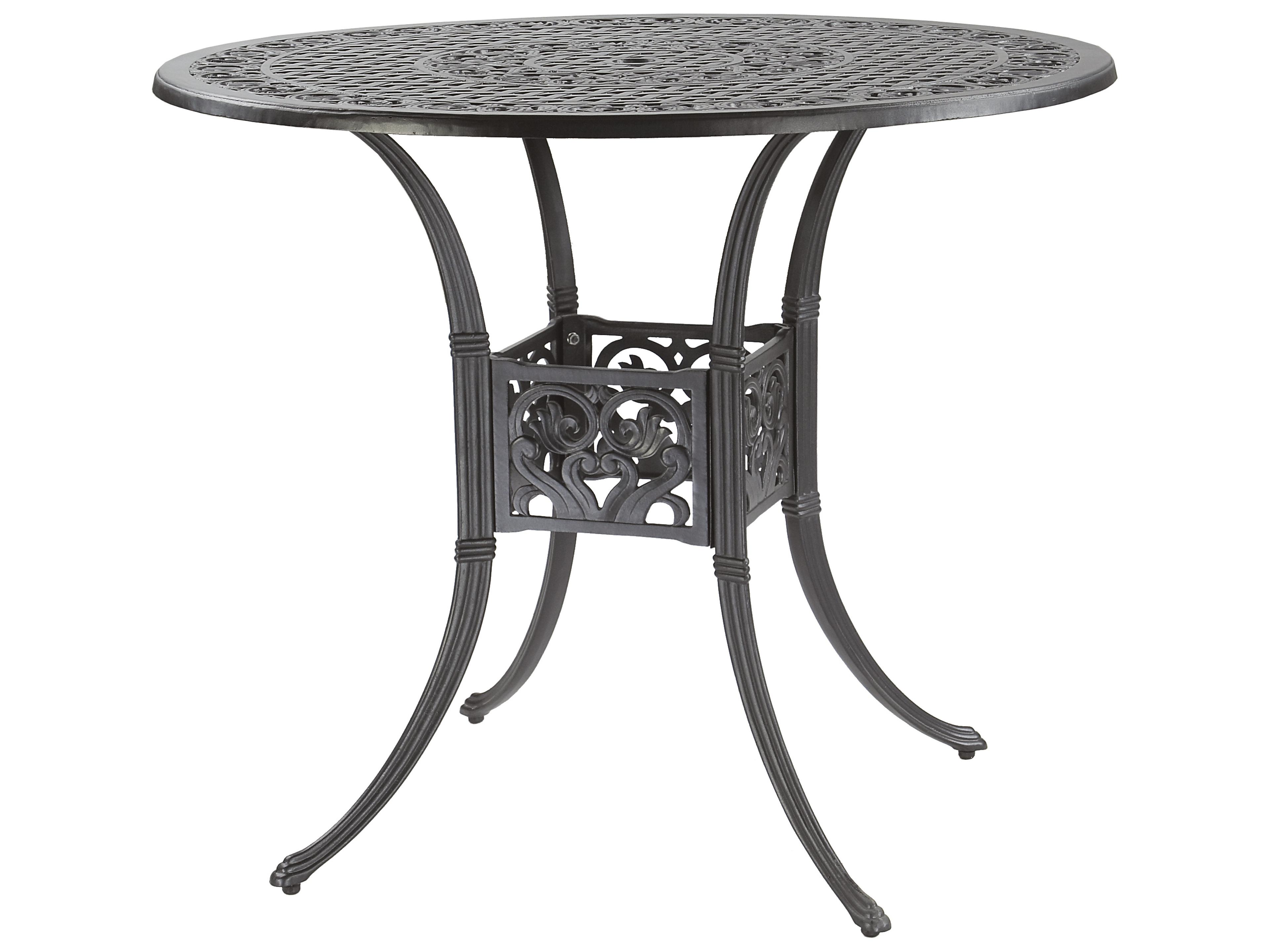 Gensun Michigan Cast Aluminum Round Outdoor Patio Bar Table with Umbrella Hole