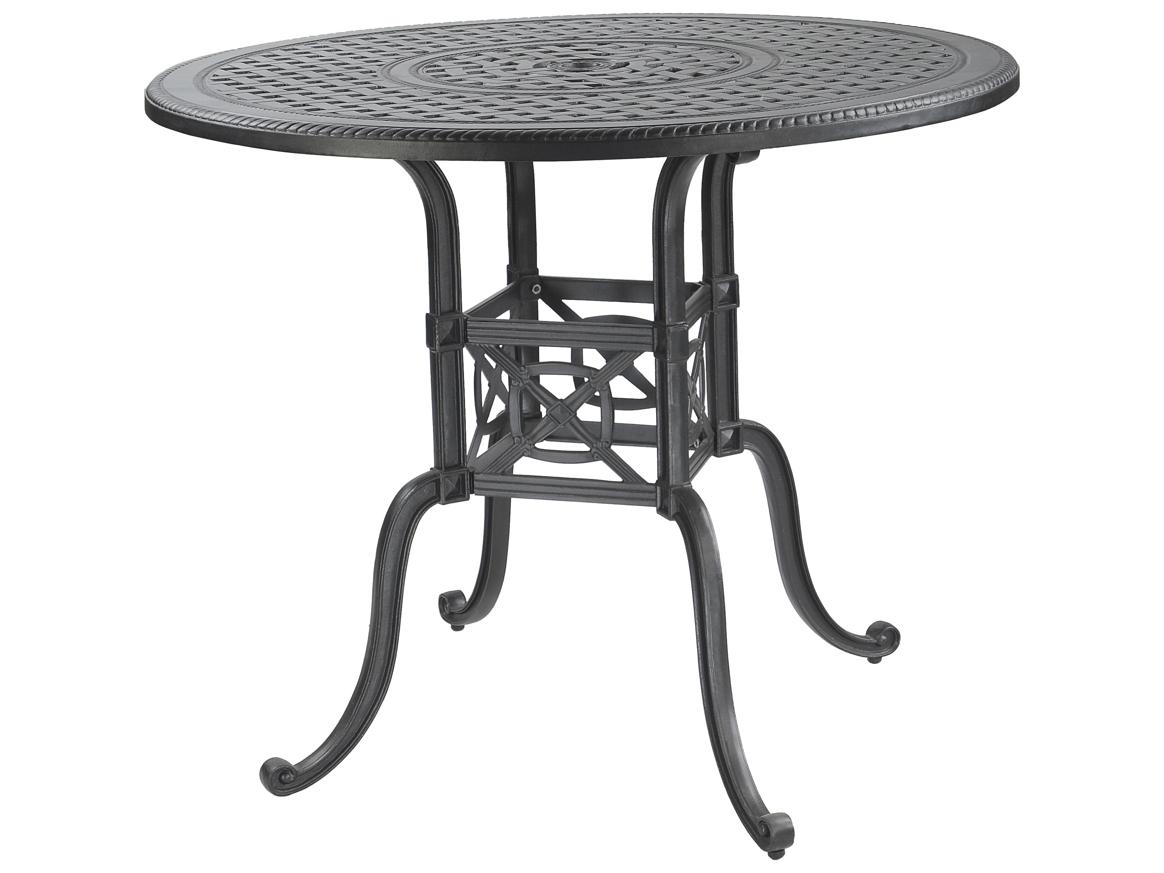 Gensun Grand Terrace Cast Aluminum Round Outdoor Bar Table with Umbrella Hole