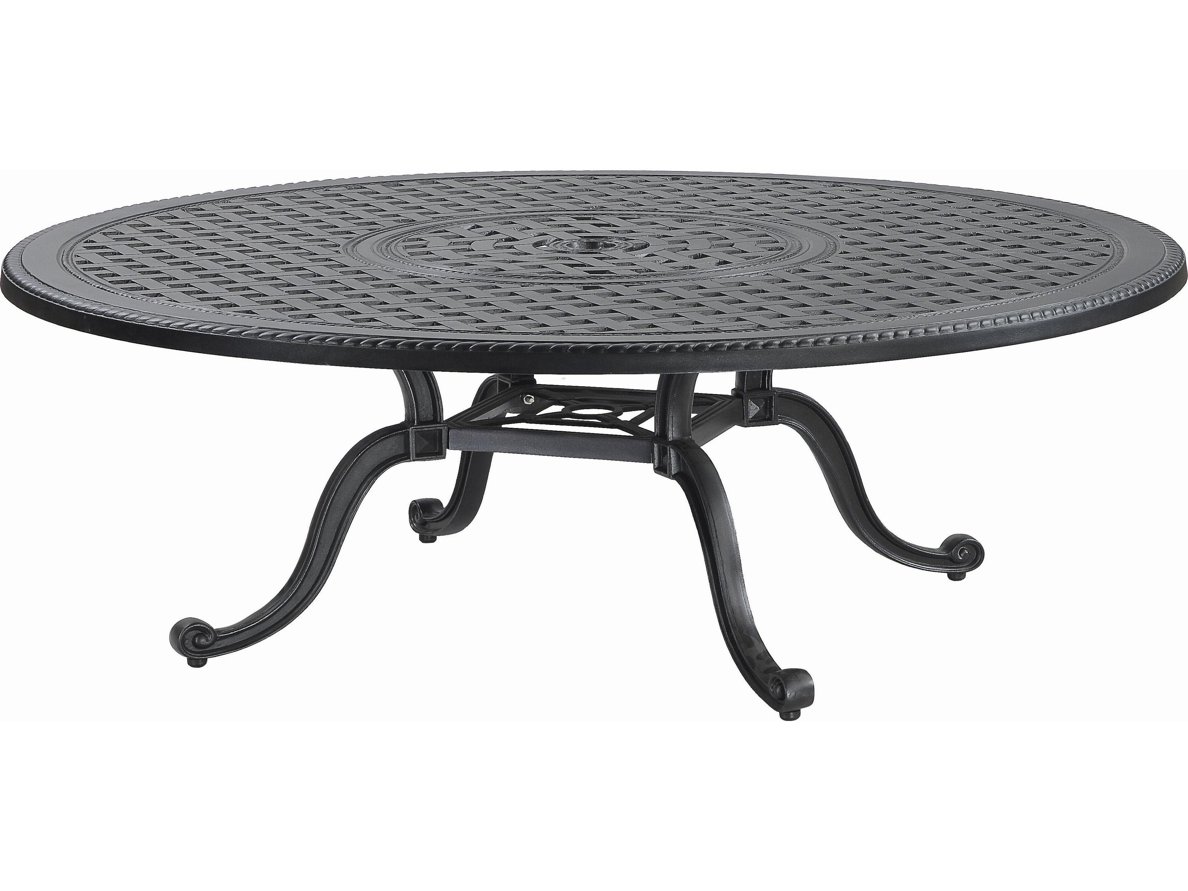 Gensun Grand Terrace Cast Aluminum Round Outdoor Patio Chat Table with Umbrella Hole