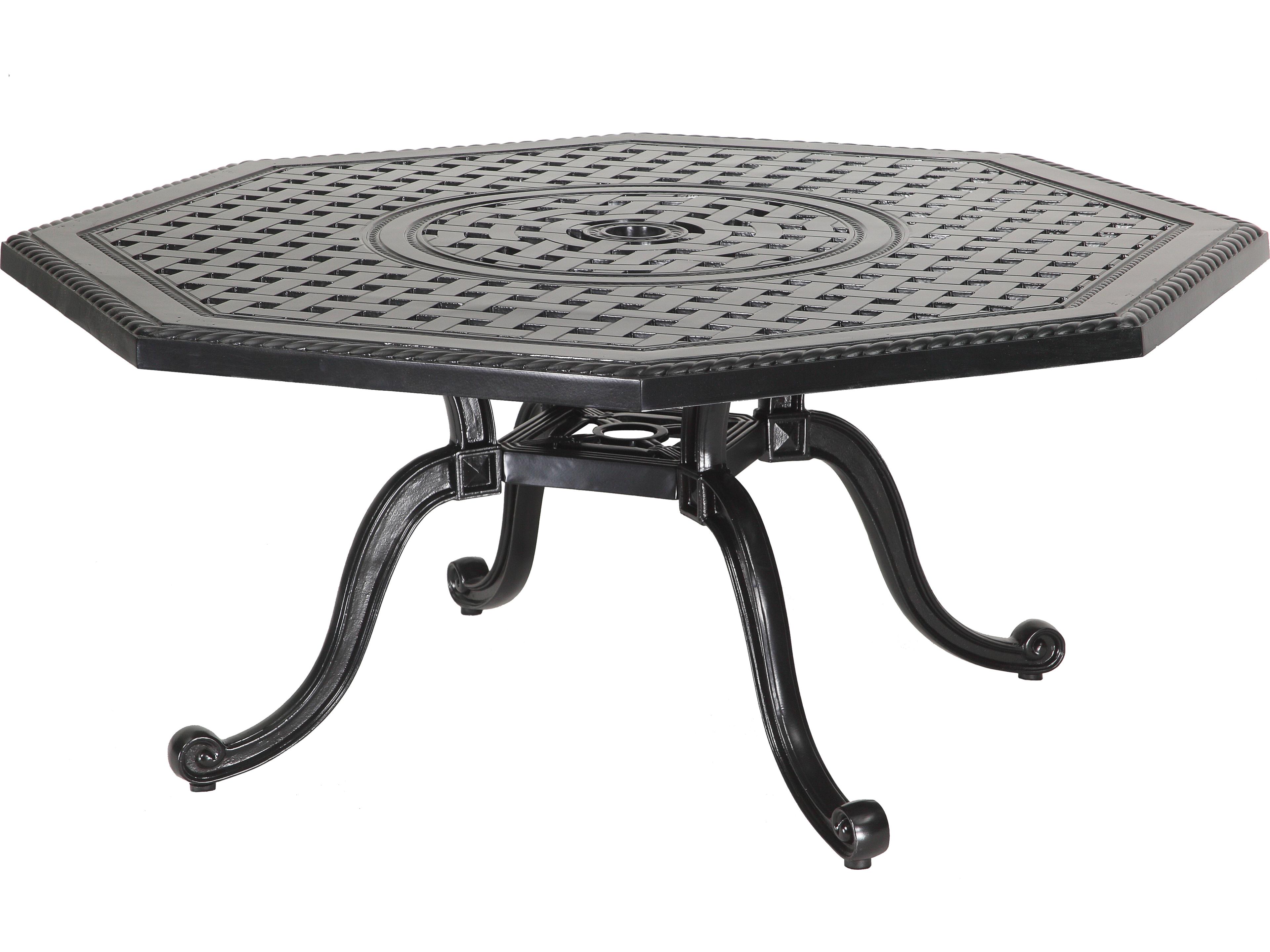 Gensun Grand Terrace Cast Aluminum Octagon Patio Chat Table with Umbrella Hole