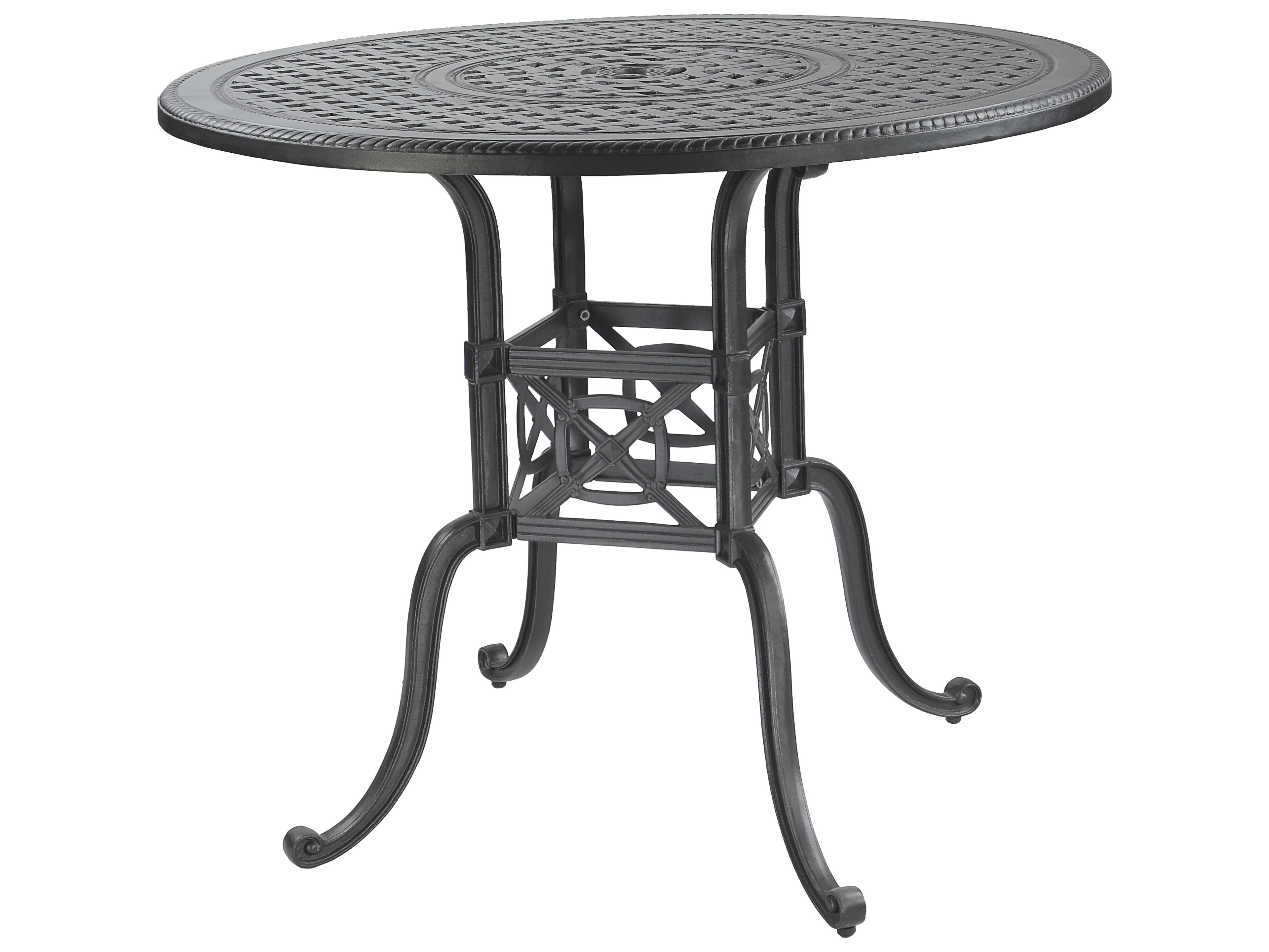 Gensun Grand Terrace Cast Aluminum Round Counter / Gathering Table with Umbrella Hole