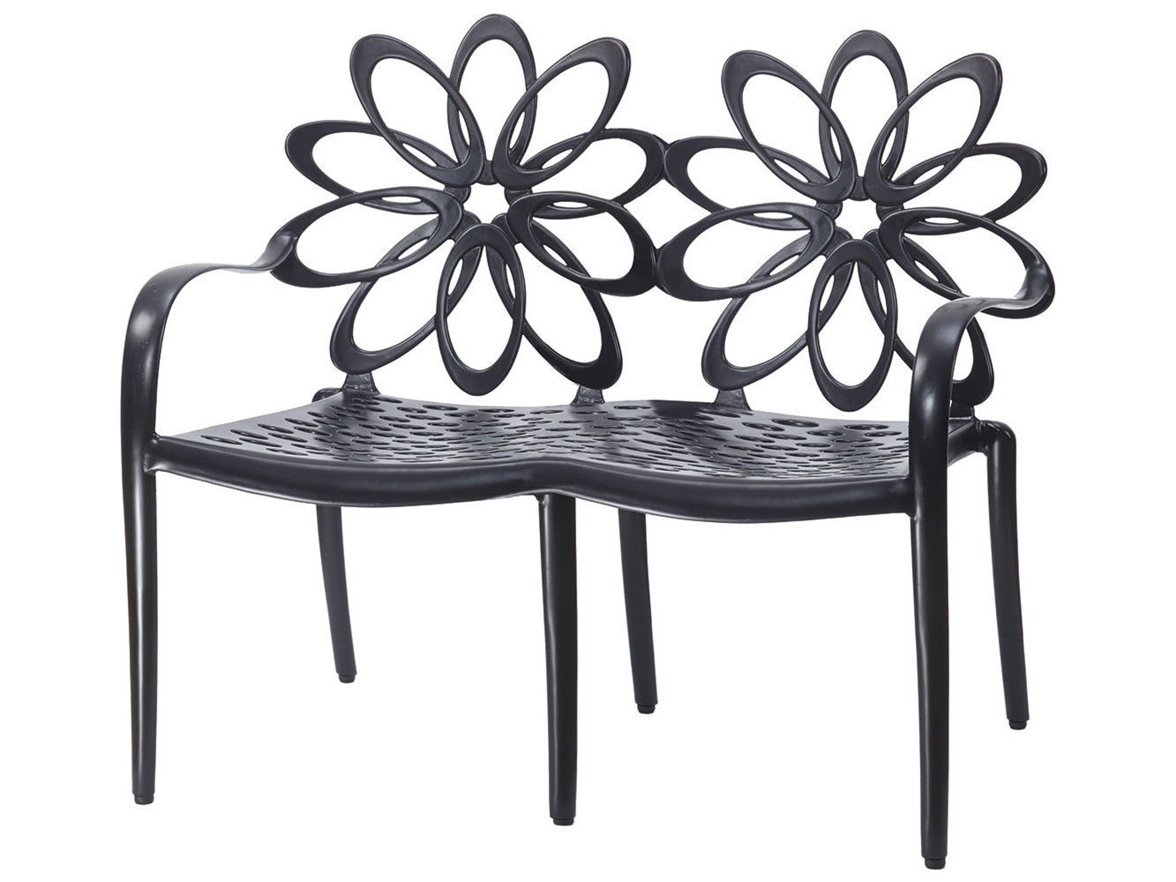 Gensun Lotus Cast Aluminum Outdoor Patio Loveseat in Ruby