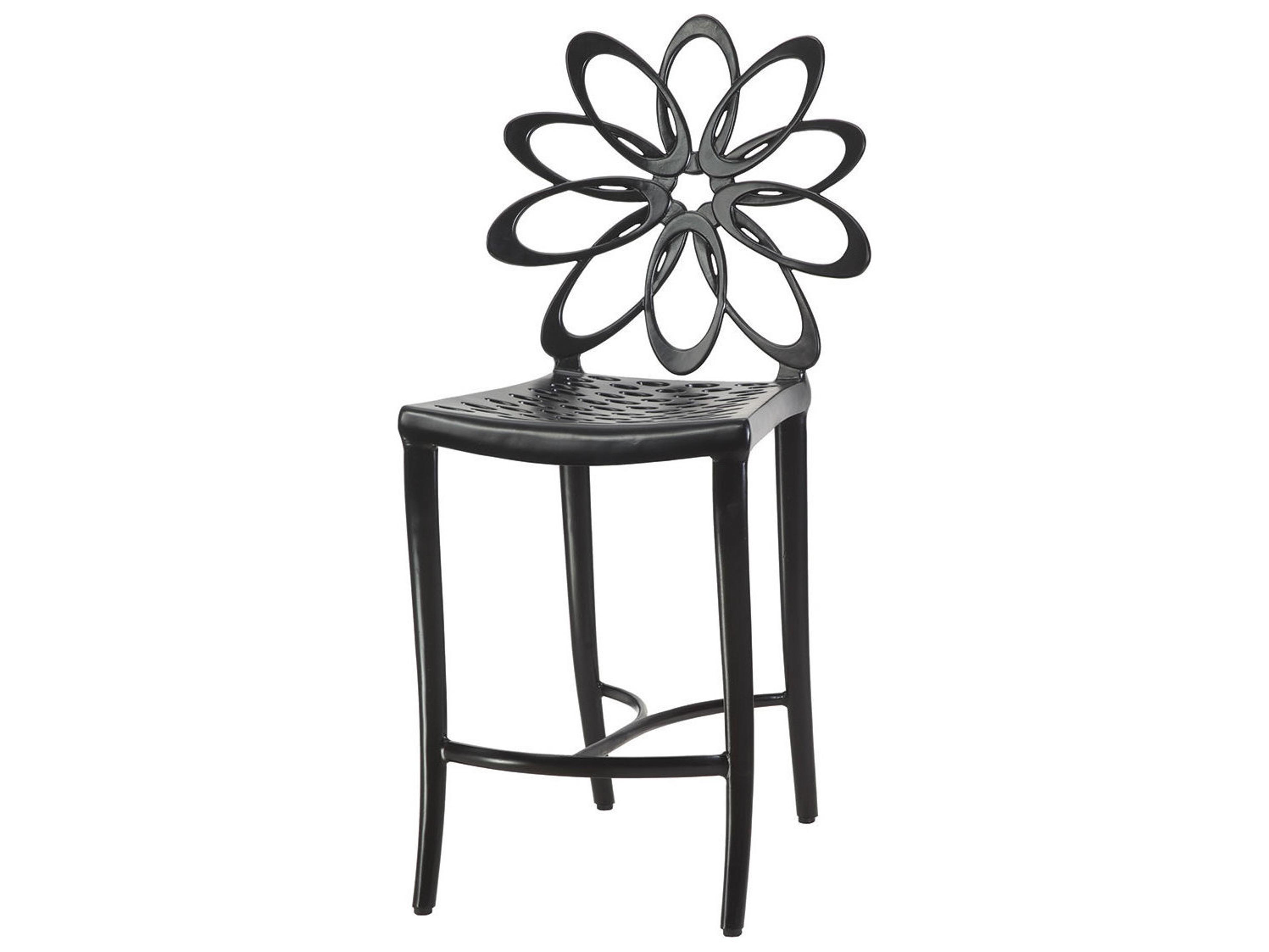 Gensun Lotus Cast Aluminum Outdoor Patio Counter Stool - in Ruby
