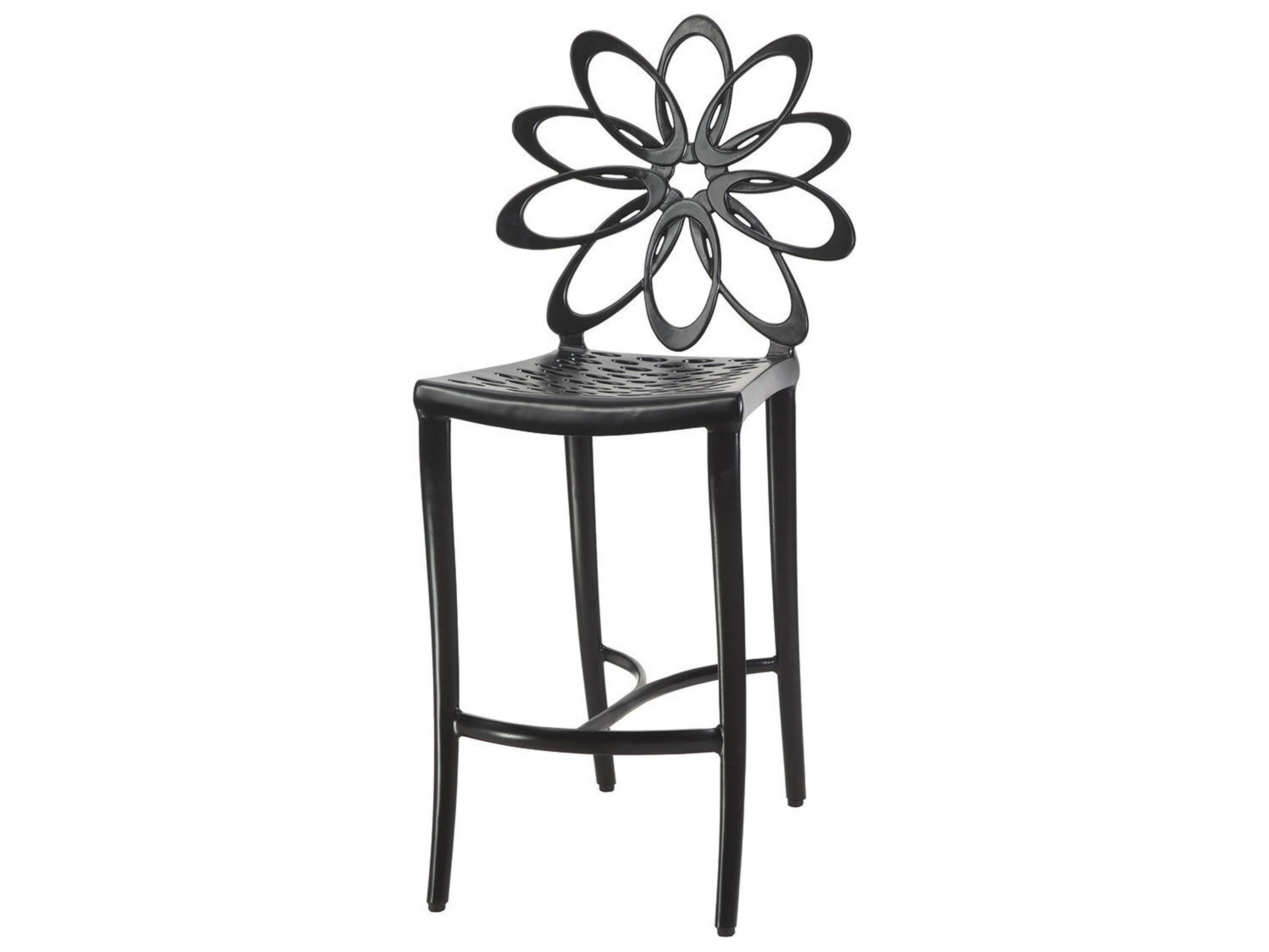Gensun Lotus Cast Aluminum Outdoor Bar Stool - in Ruby