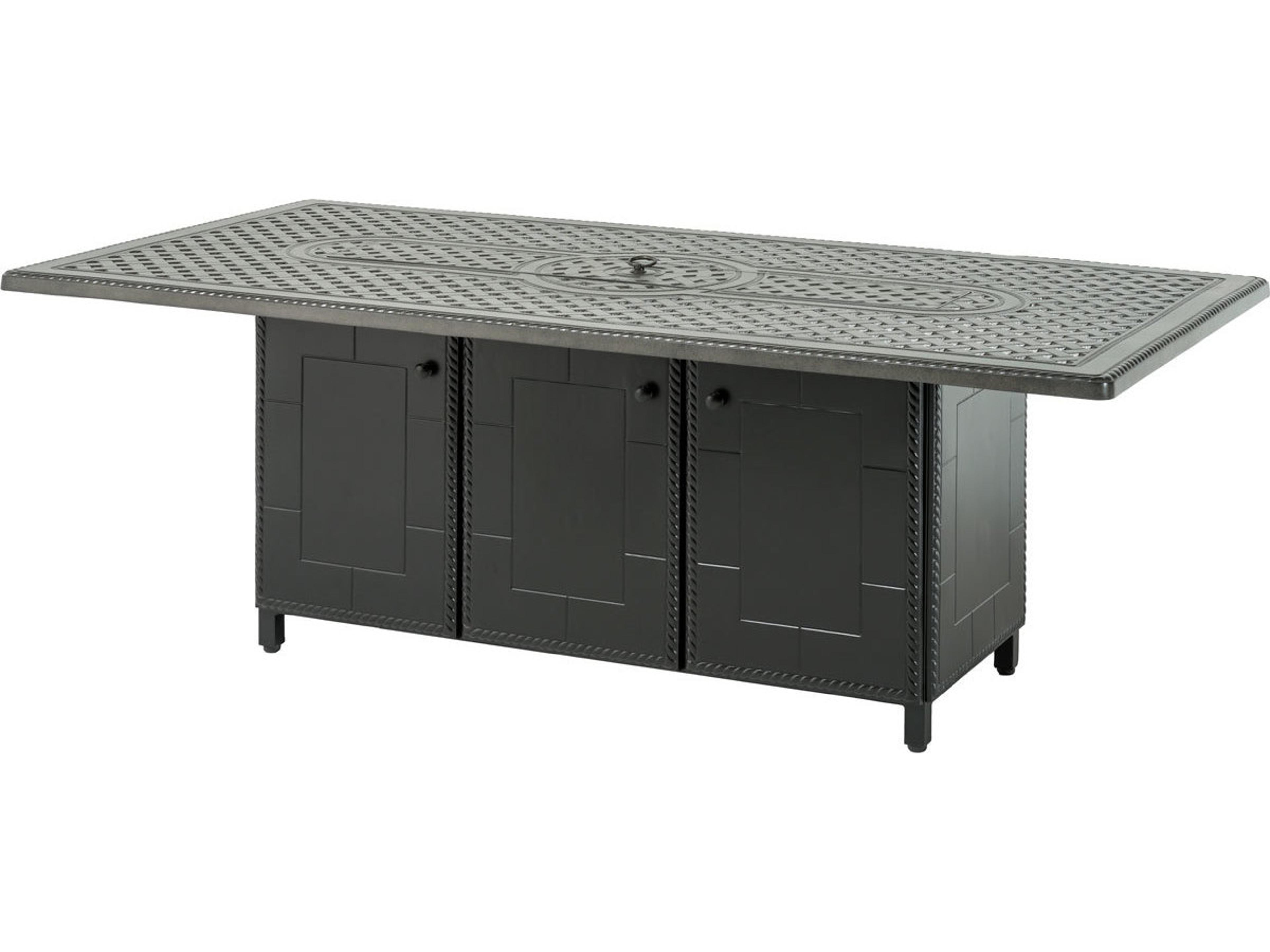 Gensun Paradise Aluminum Rectangular Gas Firepit Dining Height Table Fire Pit Base