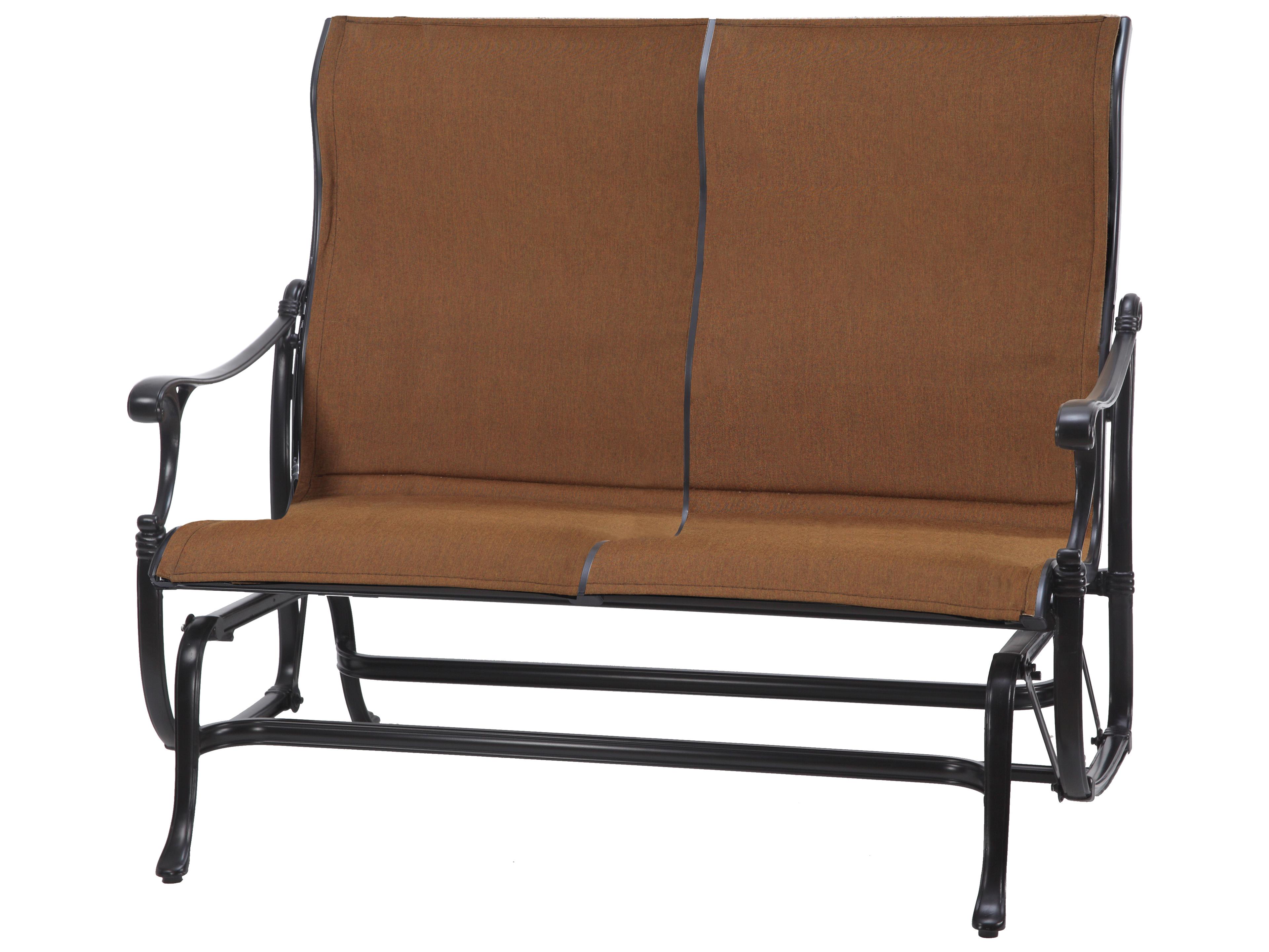 Gensun Michigan Padded Sling Cast Aluminum High Back Patio Loveseat Glider