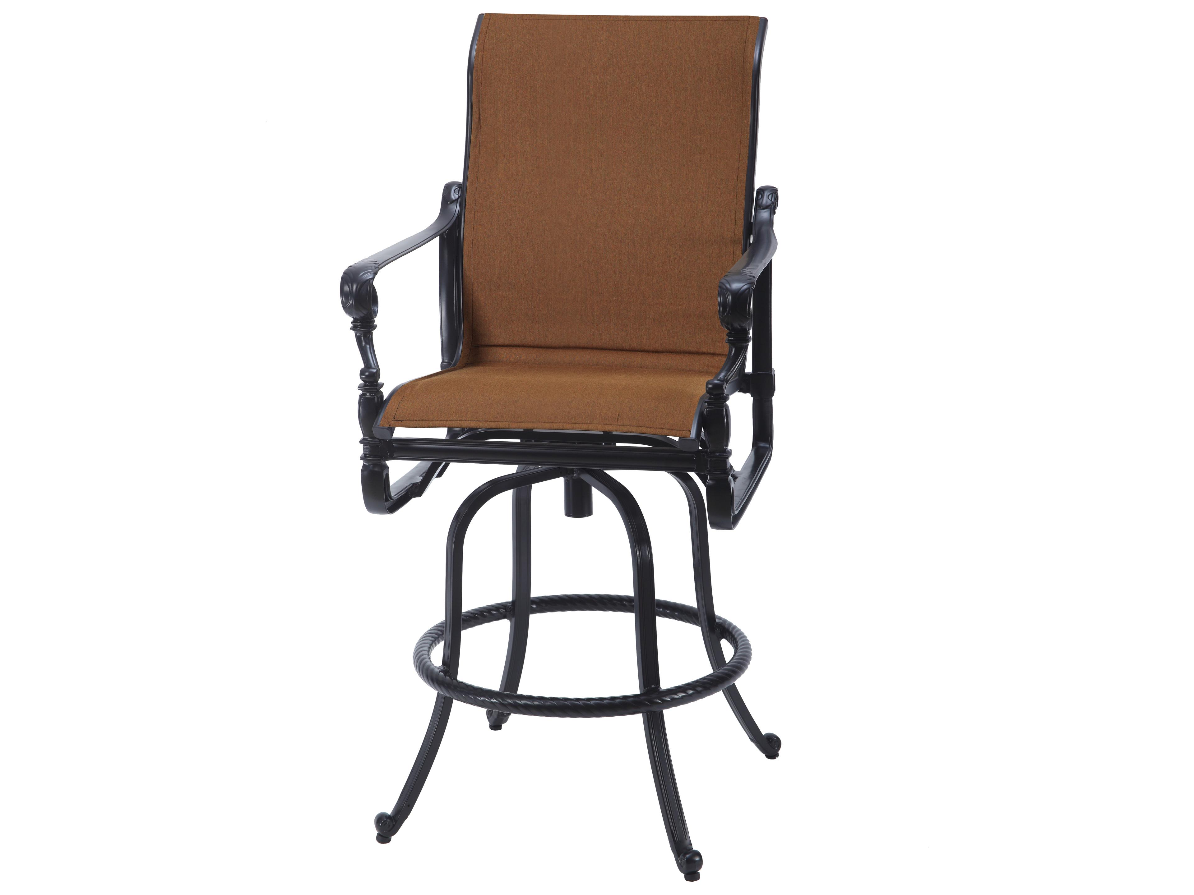 Gensun Grand Terrace Padded Sling Cast Aluminum Swivel Patio Bar Stool