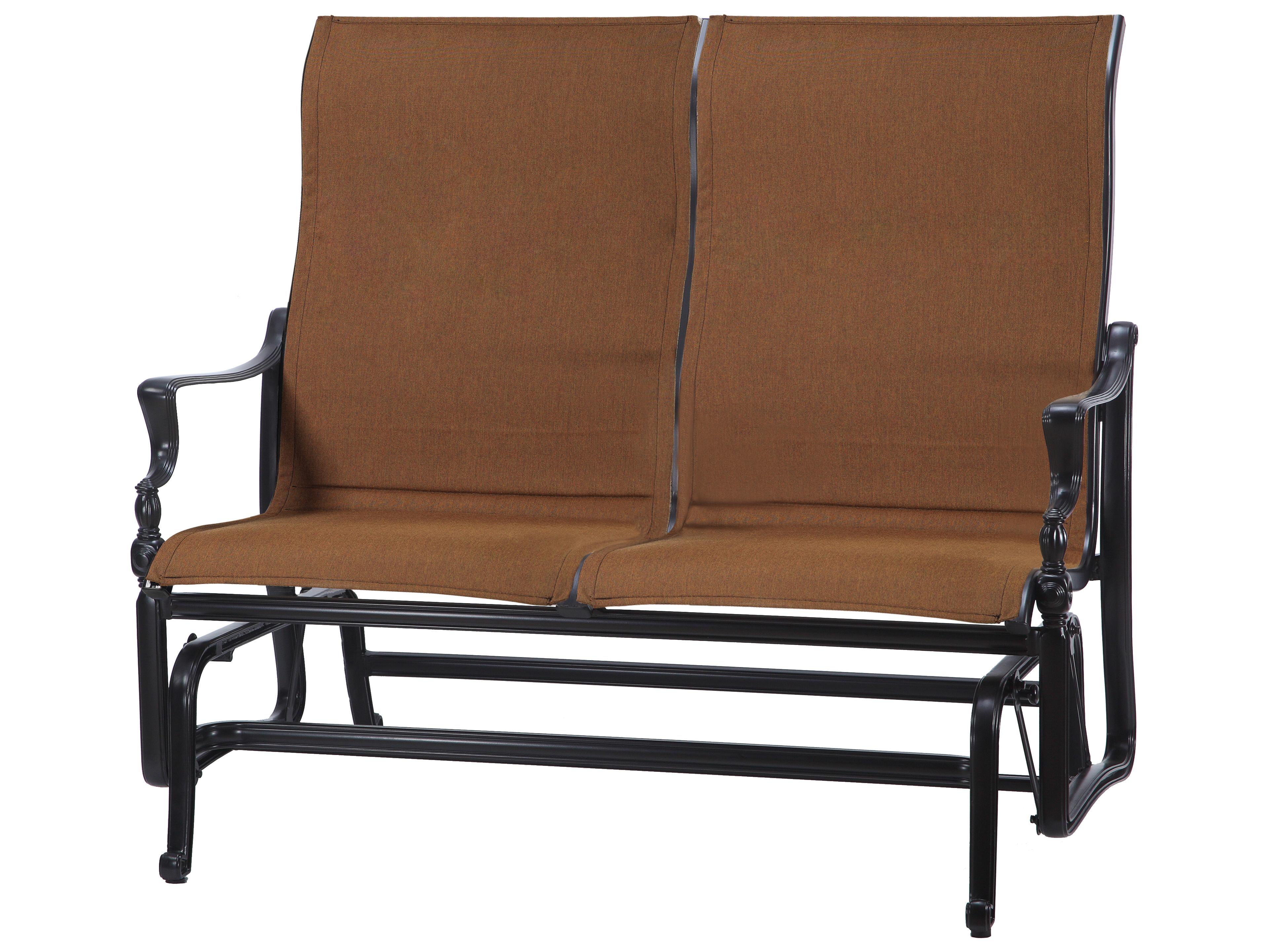 Gensun Bel Air Padded Sling Cast Aluminum High Back Glider Outdoor Patio Loveseat