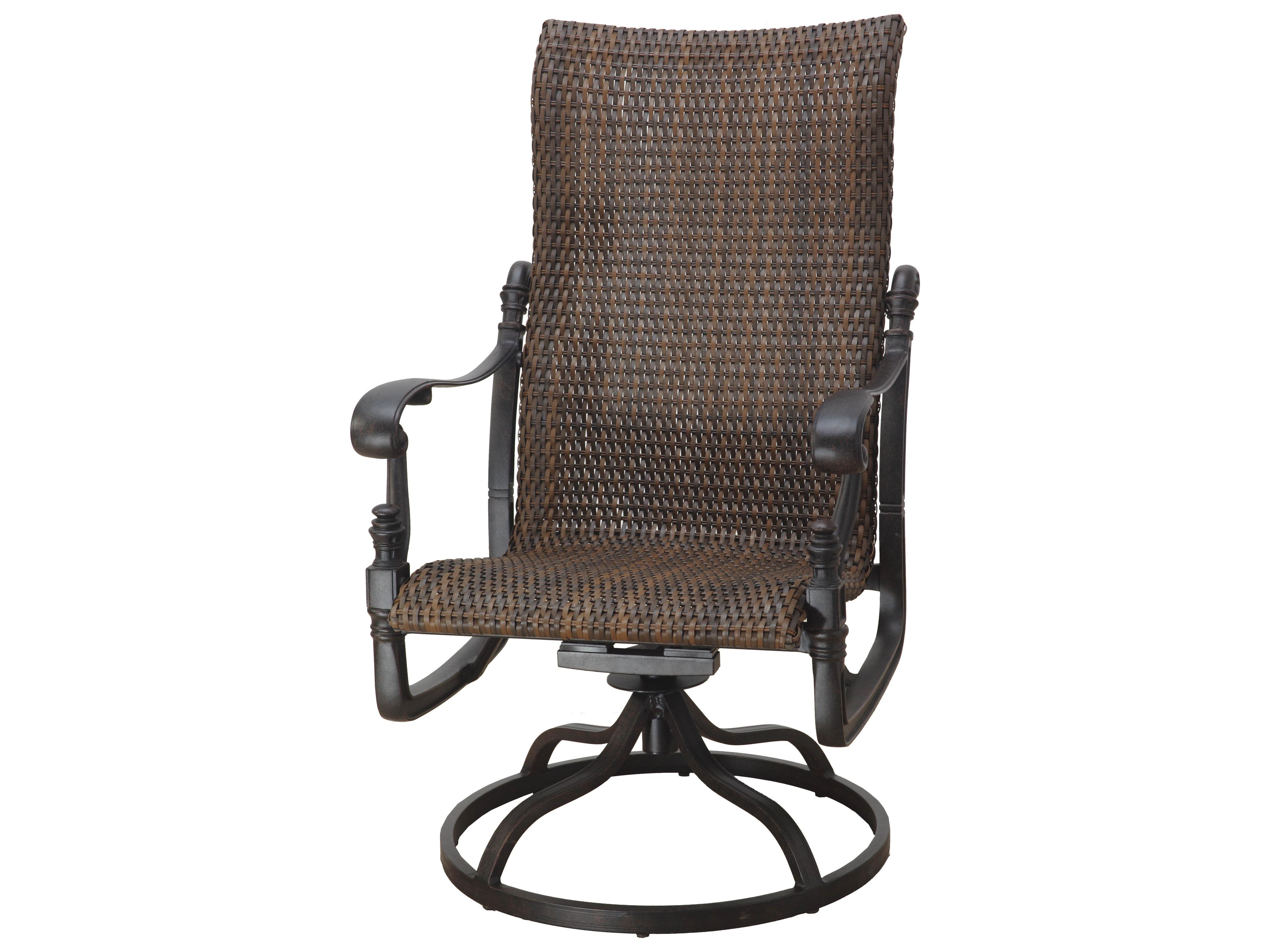 Gensun Florence Woven Cast Aluminum High Back Swivel Rocker Lounge Chair