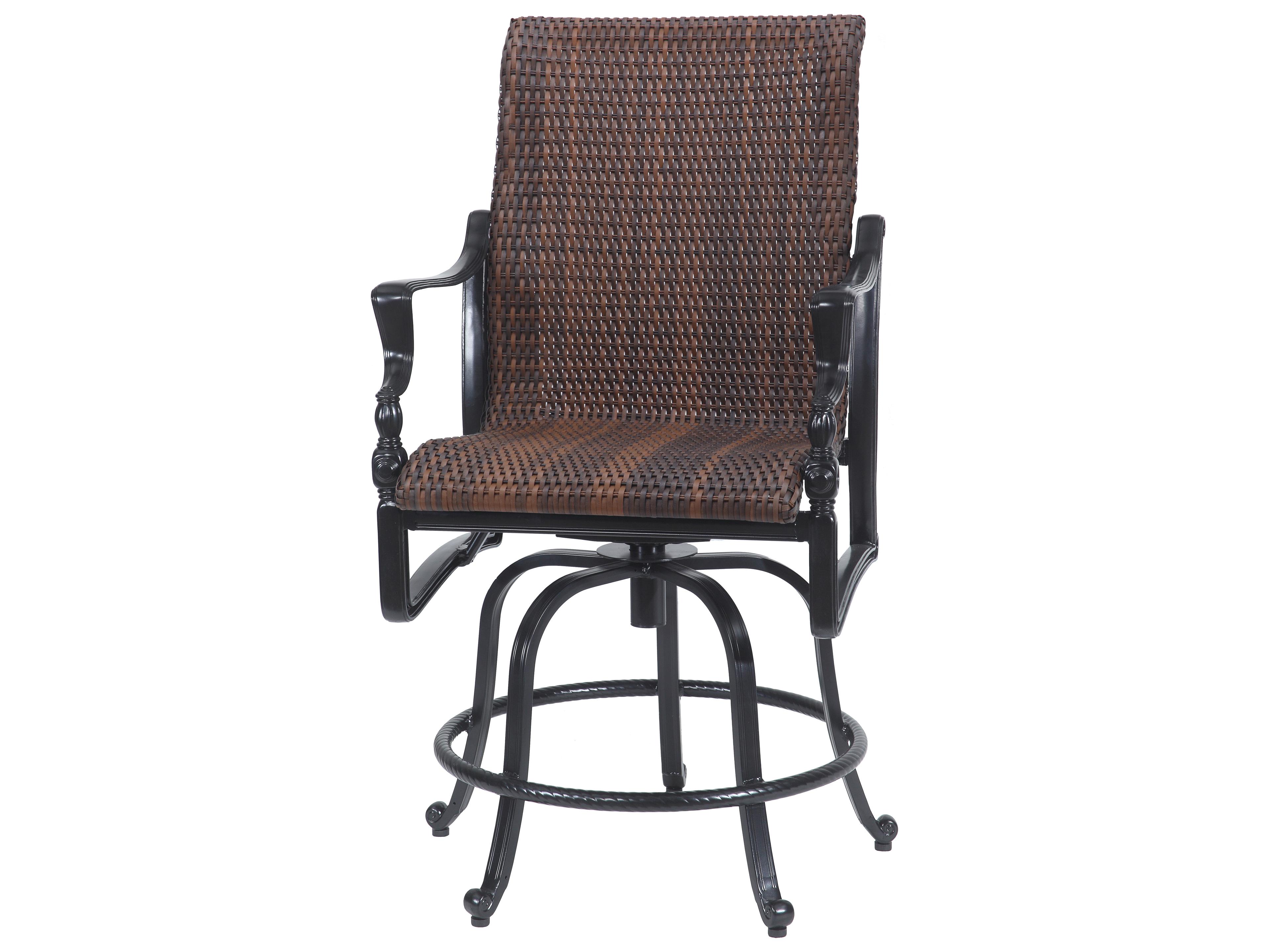 Gensun Bel Air Woven Cast Aluminum Swivel Rocker Outdoor Patio Counter Stool