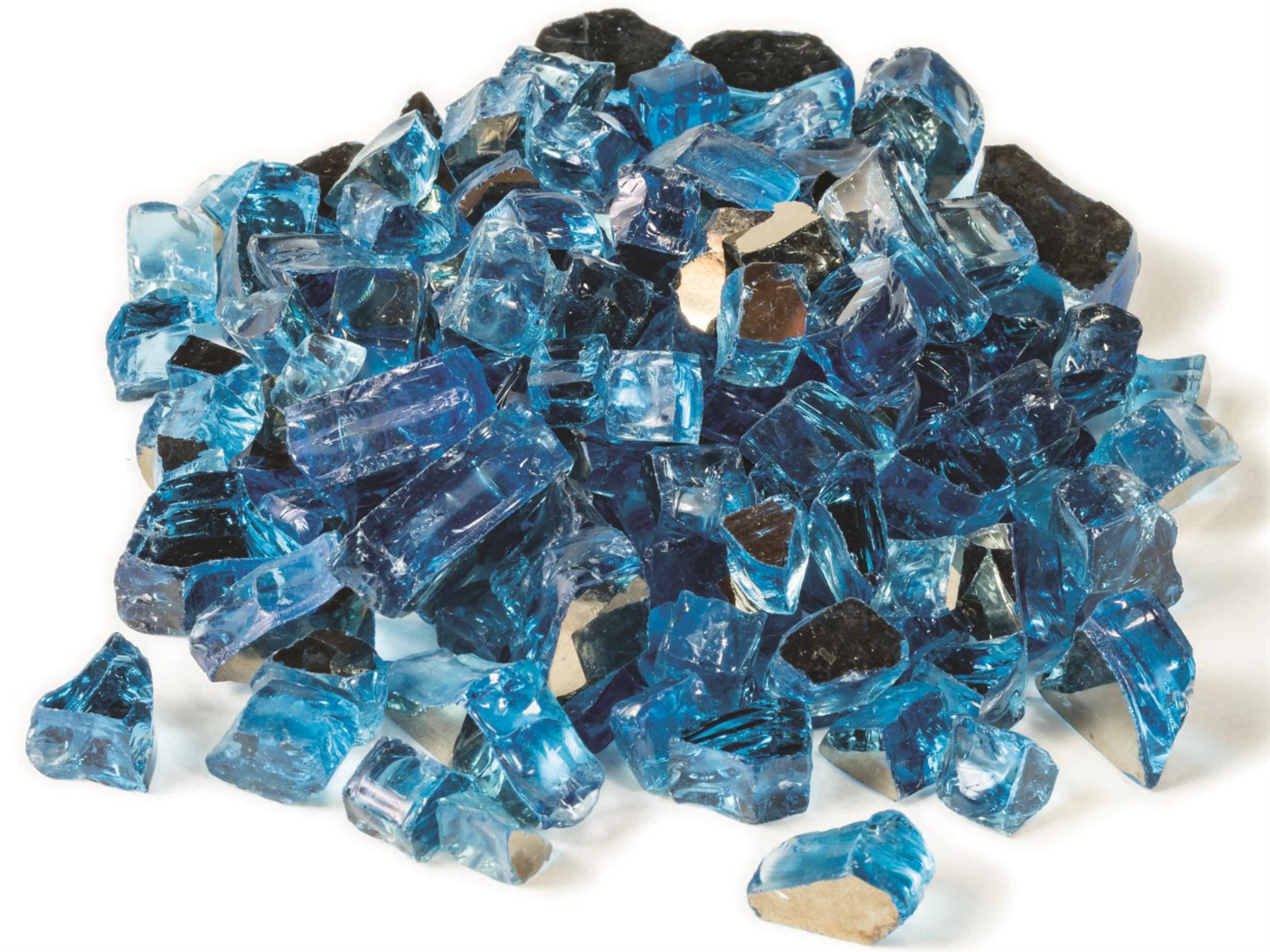 Gensun Gas Fire Pit Accessories Tempered Fire Glass in Ford Blue Reflective