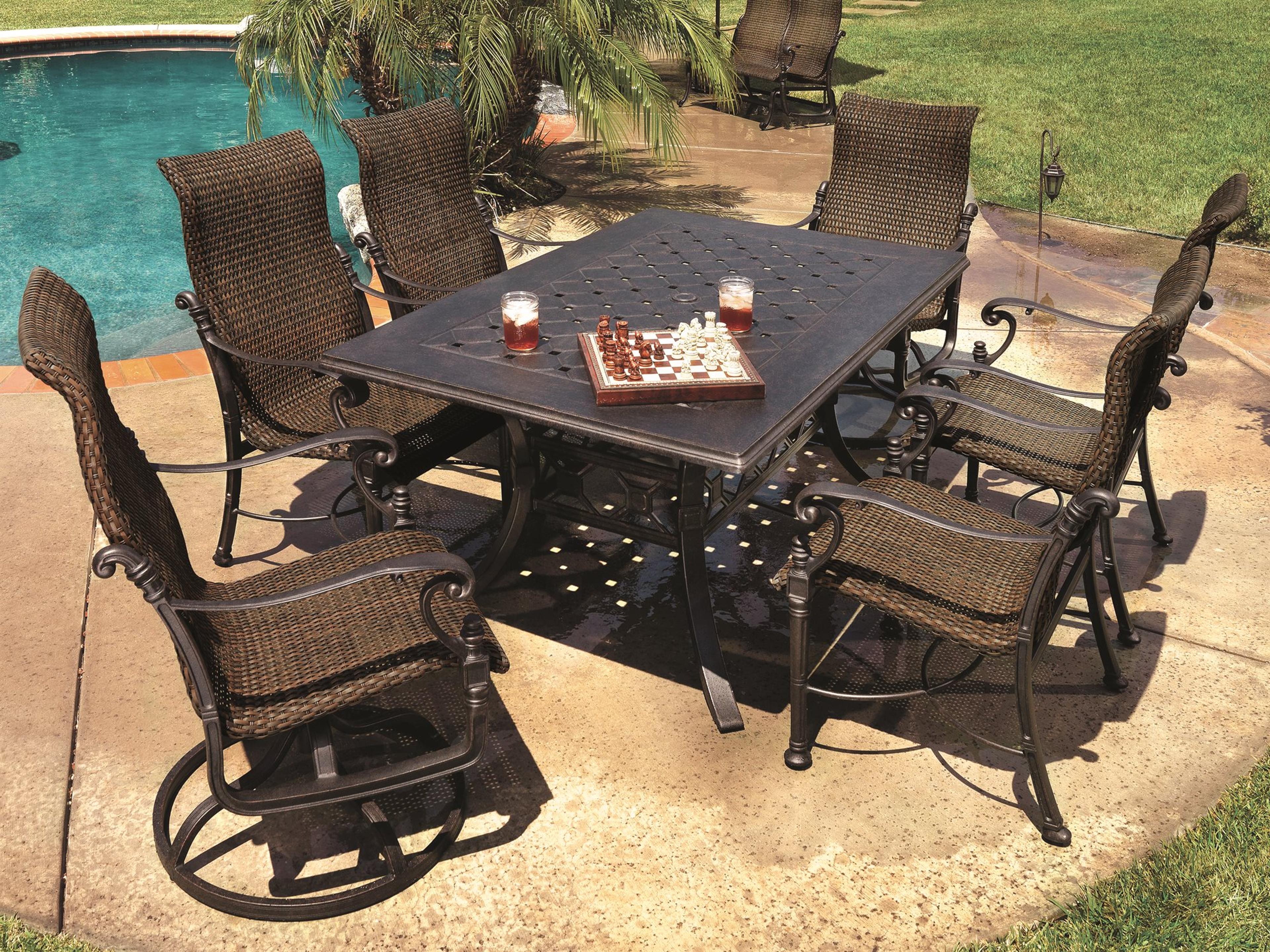 Gensun Florence Woven Cast Aluminum Outdoor Patio Dining Set