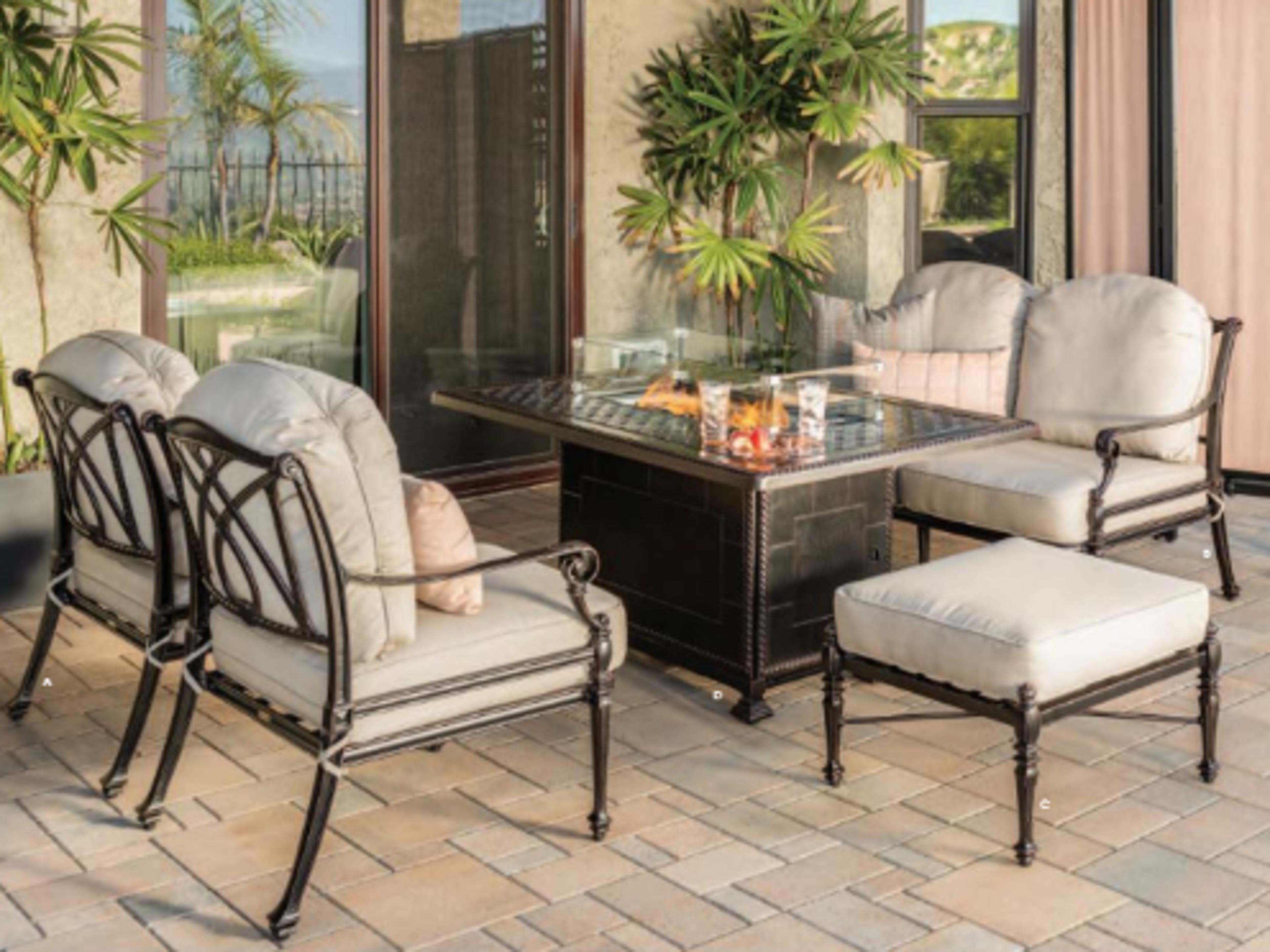 Gensun Grand Terrace Cushion Cast Aluminum Outdoor Lounge Set