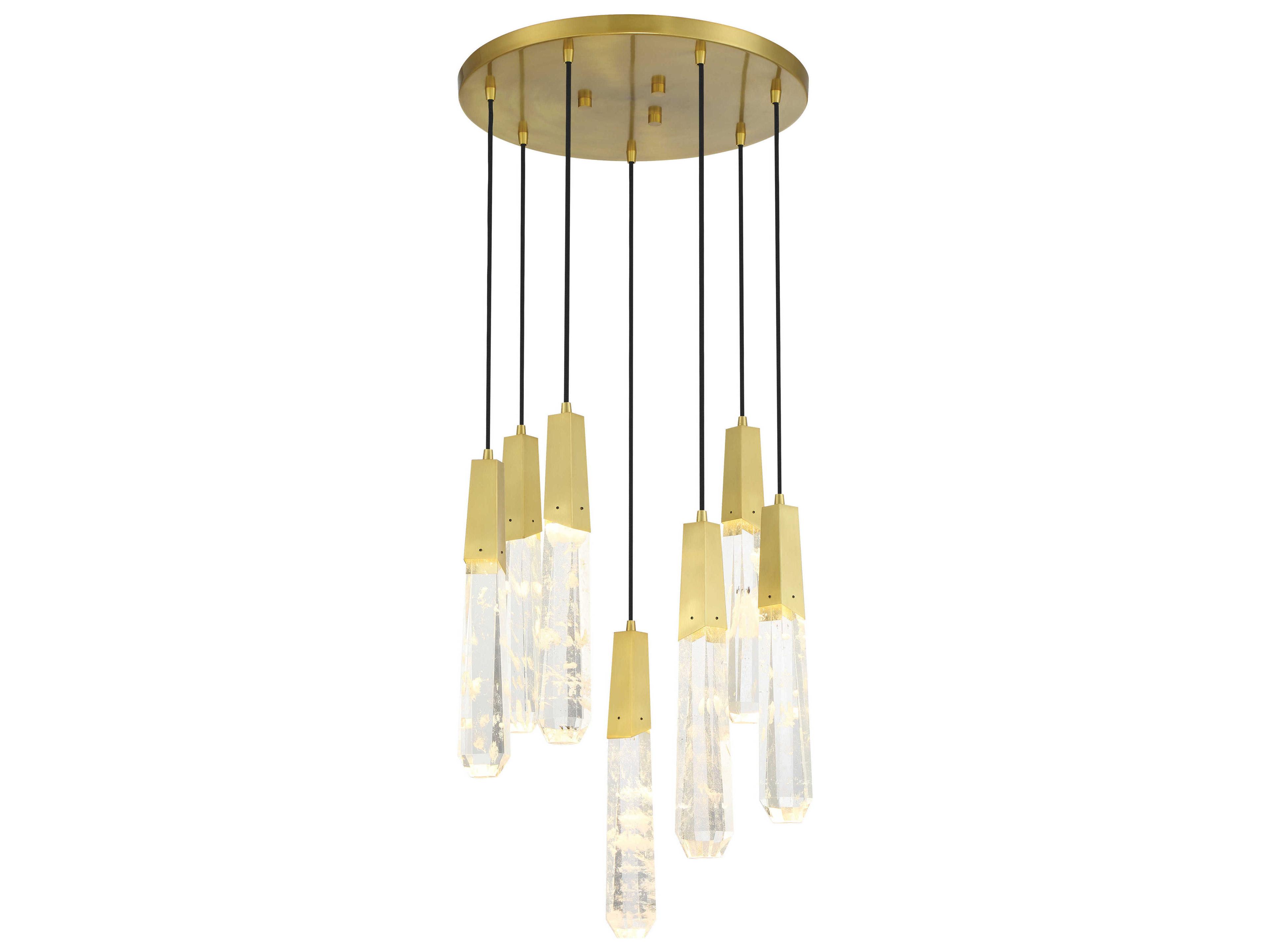Drifting Droplets 7-Light Brushed Brass Linear Pendant