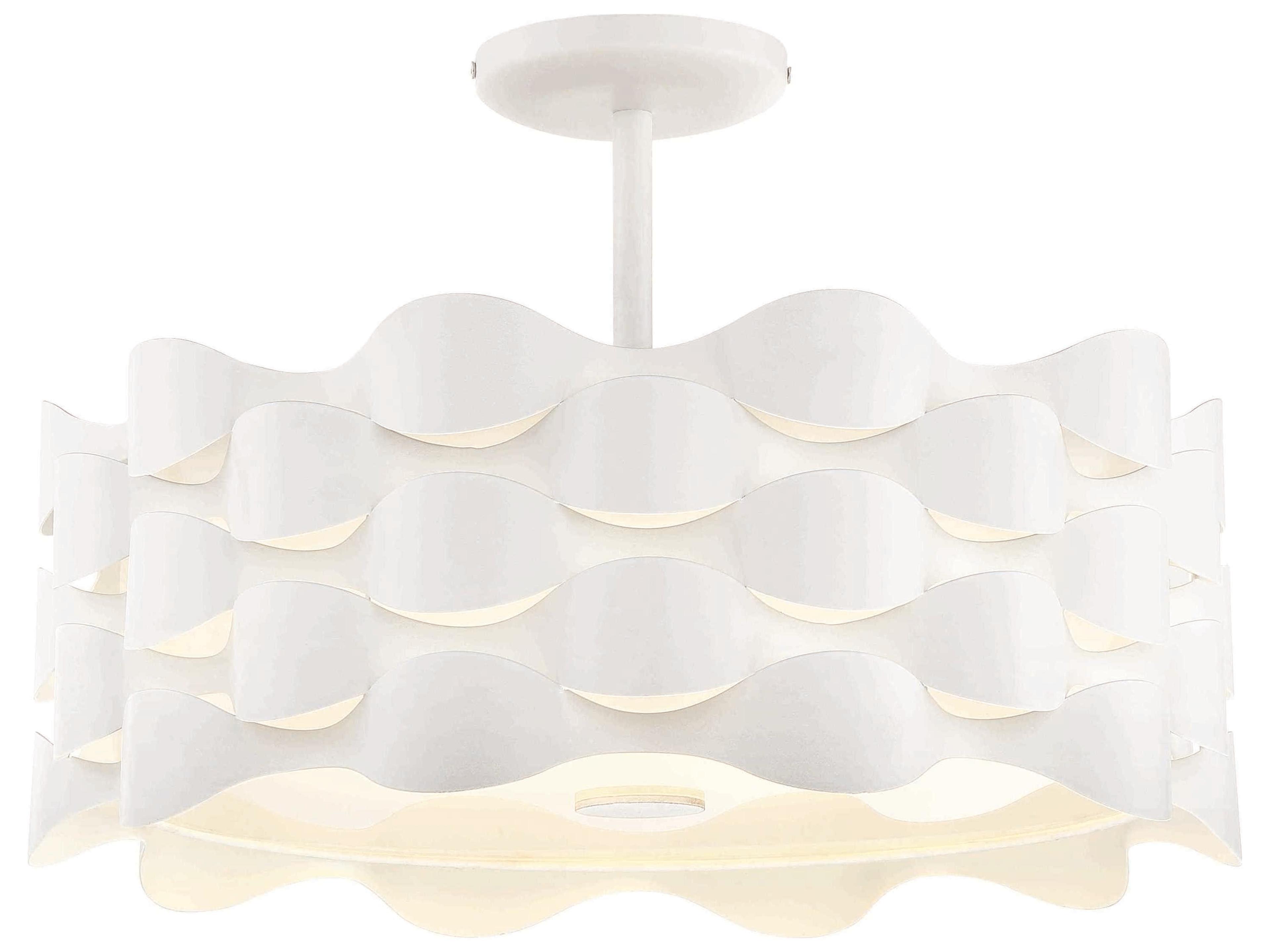 George Kovacs Coastal Current 1-Light Sand White Glass LED Drum Semi Flush Mount