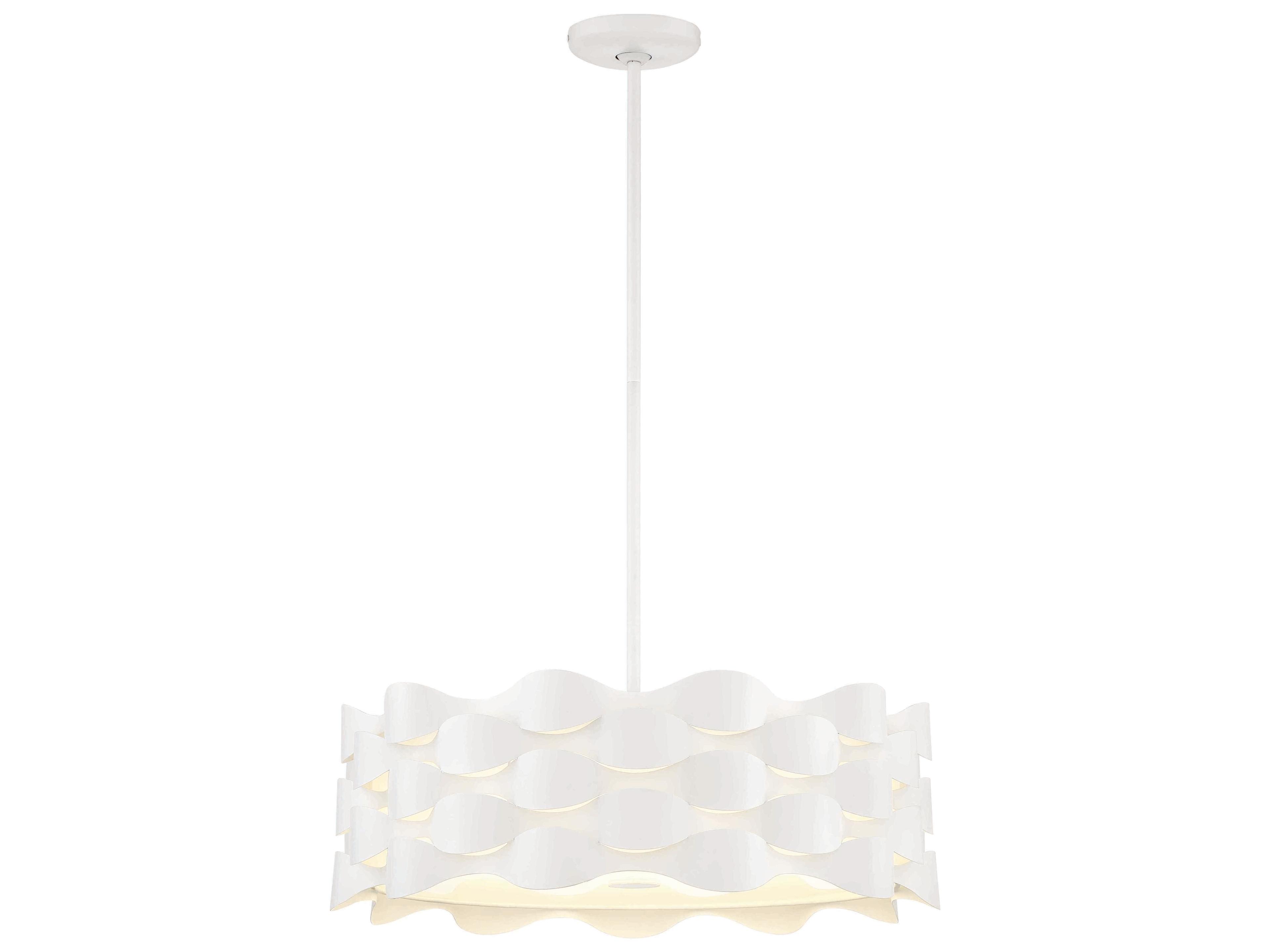 Coastal Current 1-Light Sand White Glass LED Drum Pendant