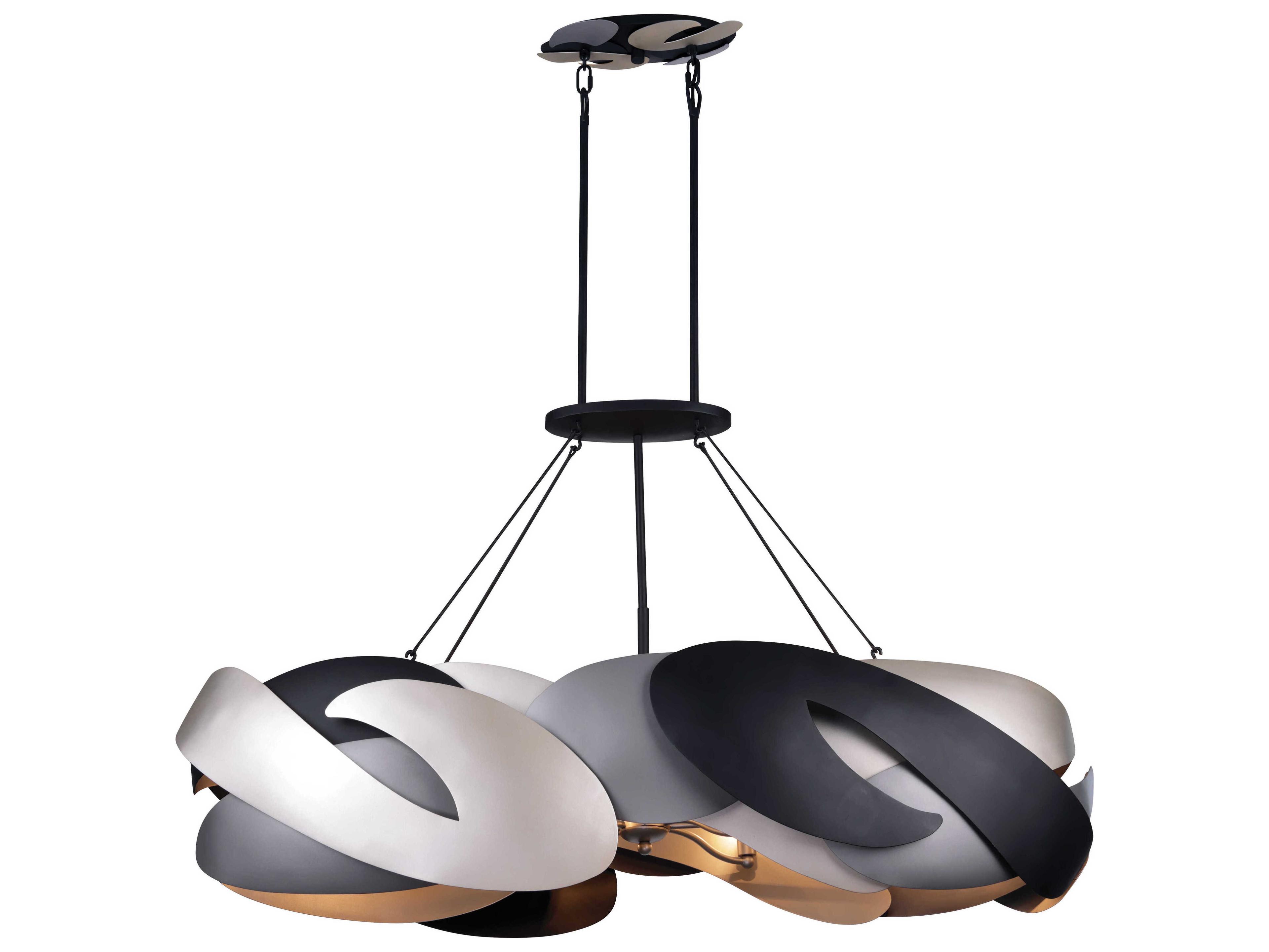 George Kovacs Metalo Misto 6-Light Coal Atlas Midnight Silver Black Island Pendant