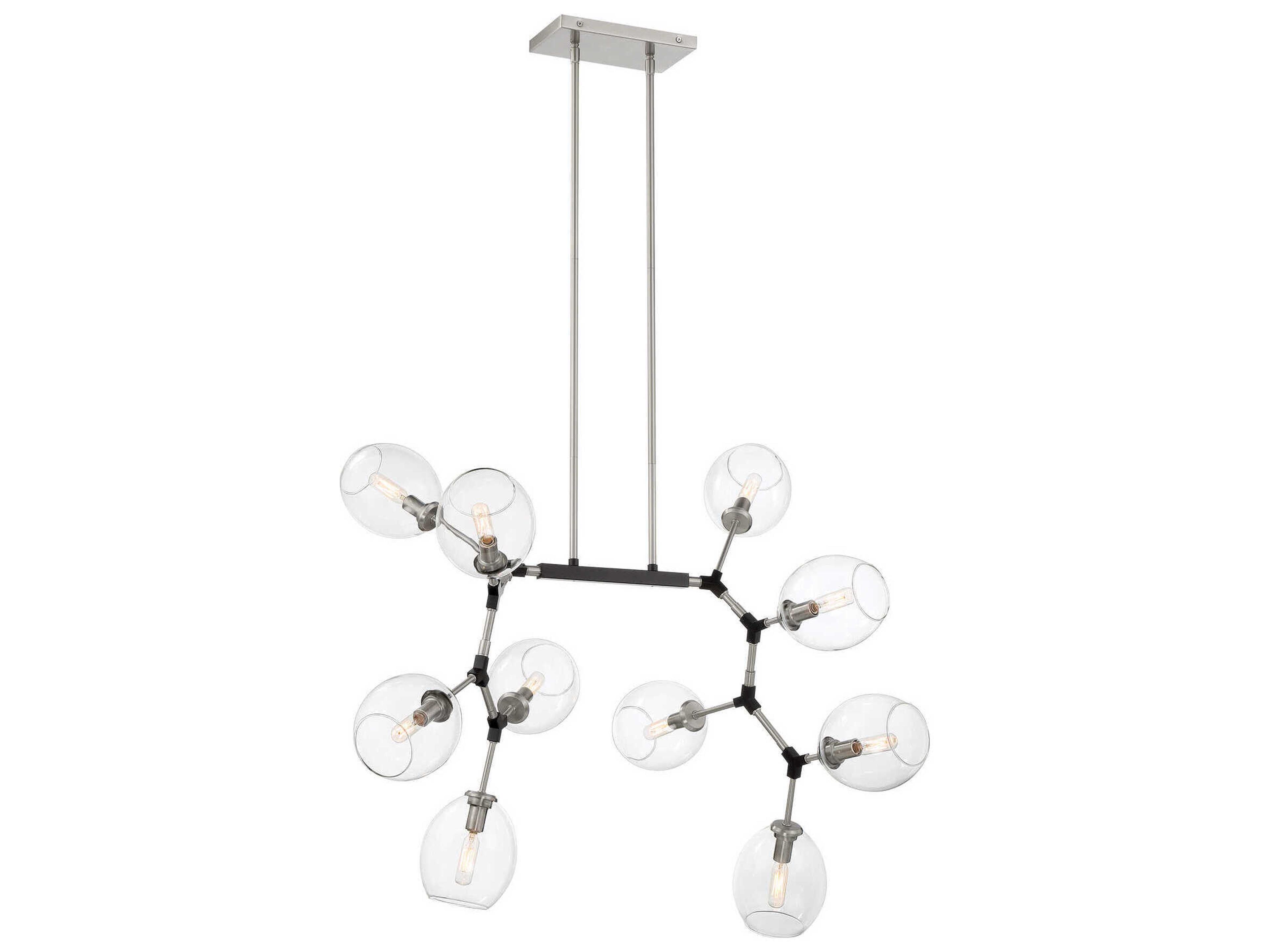 George Kovacs Nexpo 10-Light Brushed Nickel Coal Silver Glass LED Linear Island Pendant