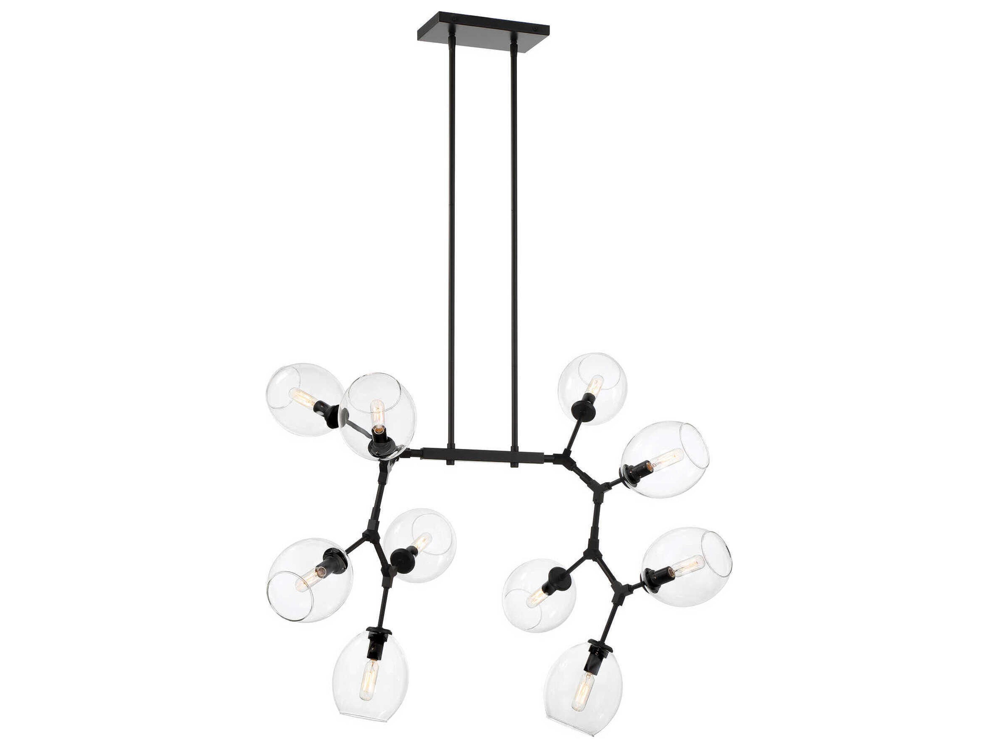 George Kovacs Nexpo 10-Light Coal Black Glass LED Linear Island Pendant