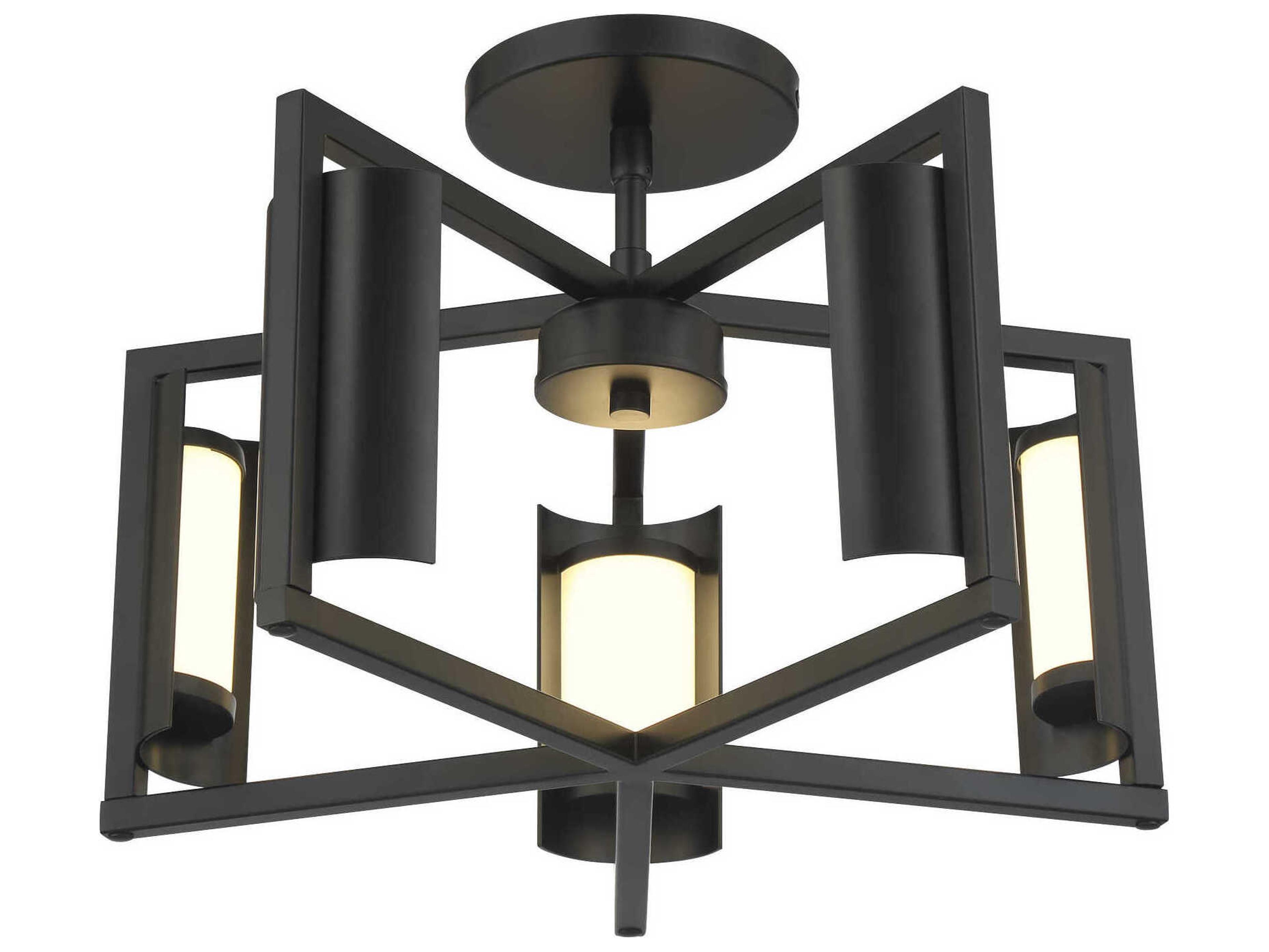 George Kovacs Trizay 1-Light Coal Black Geometric Semi Flush Mount