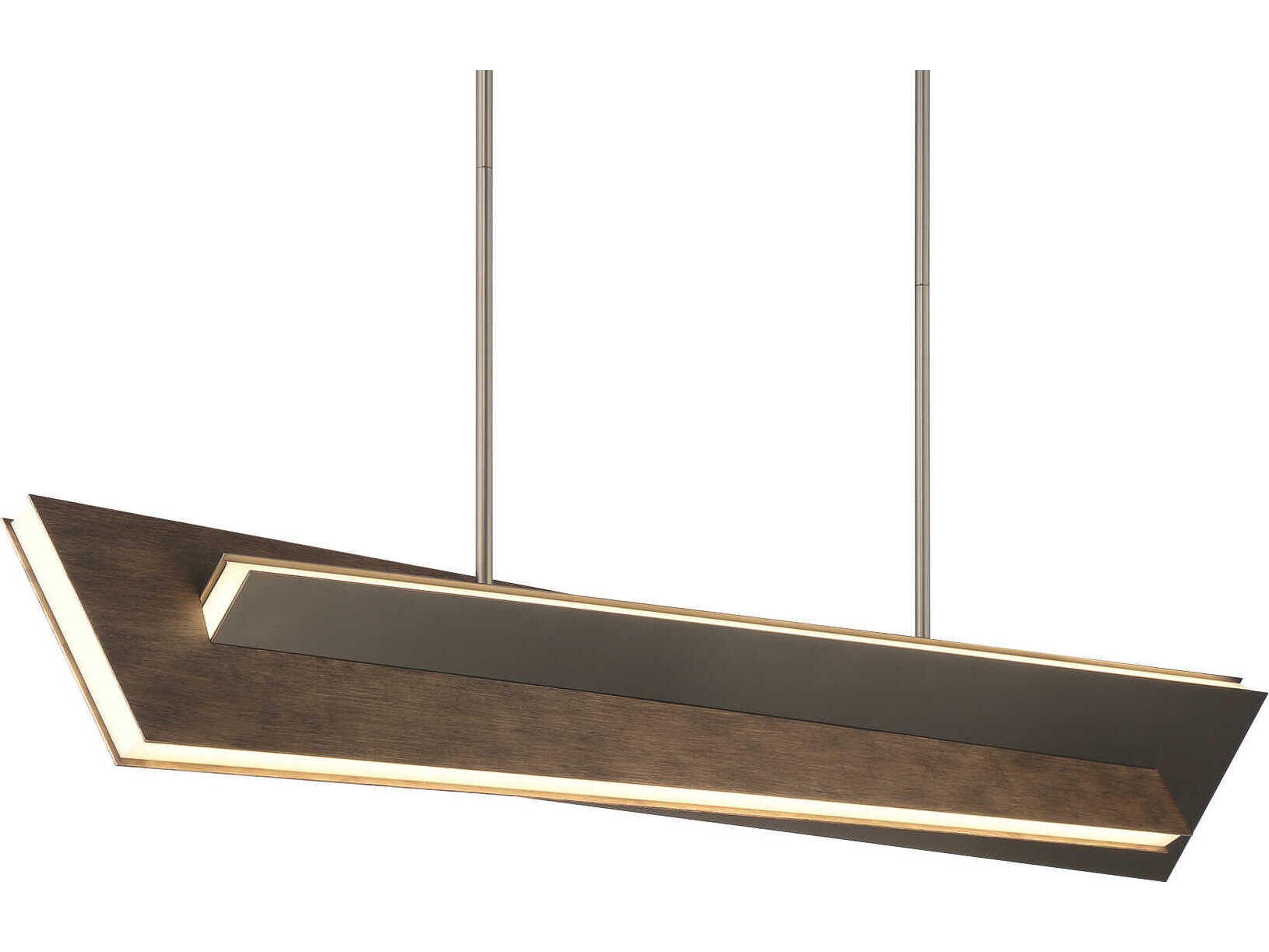George Kovacs Intersezioni 1-Light Midnight Iron Faux Walnut Brown Geometric Island Pendant