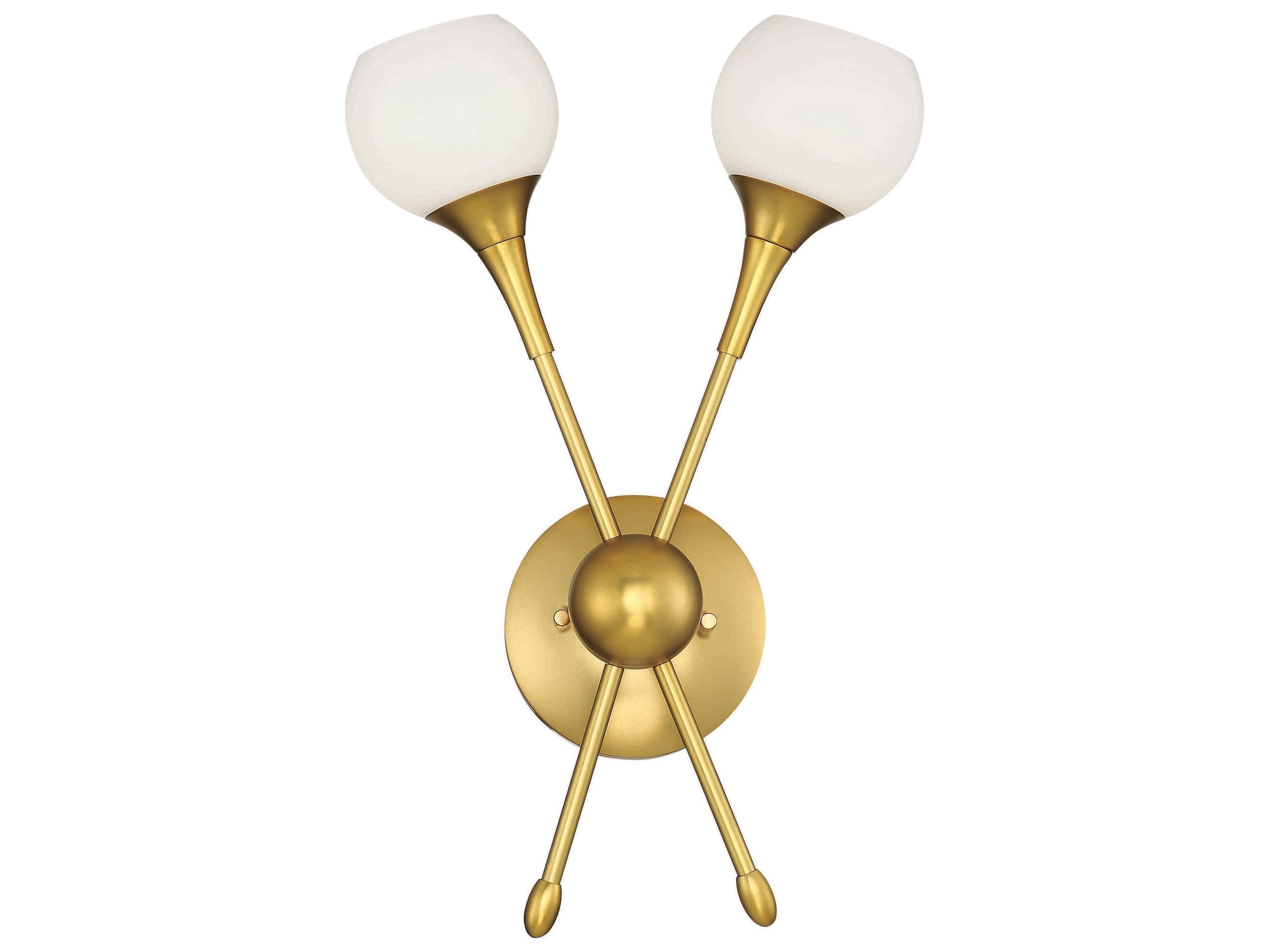 Pontil 2-Light Honey Gold Glass Wall Sconce