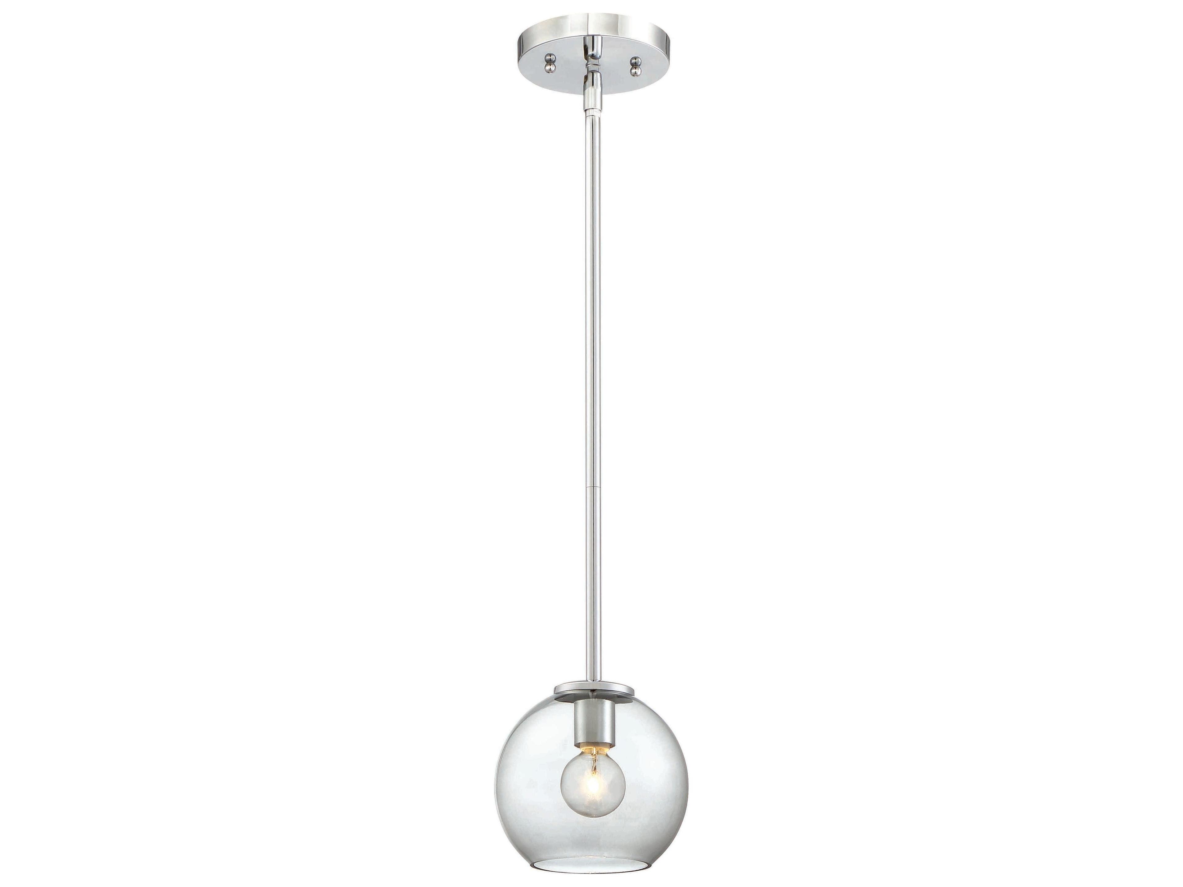Exposed 1-Light Chrome Glass Globe Mini Pendant