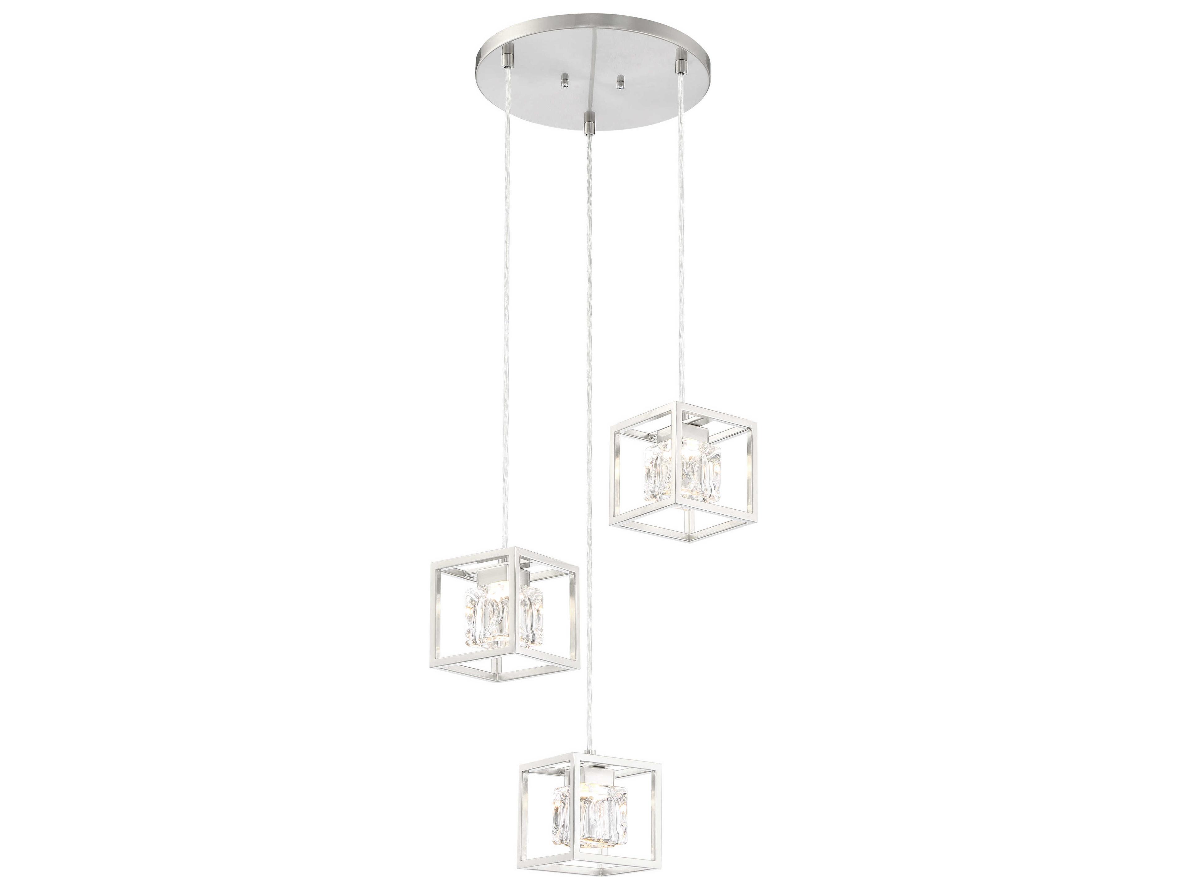 San Marin 3-Light Brushed Nickel Glass LED Pendant