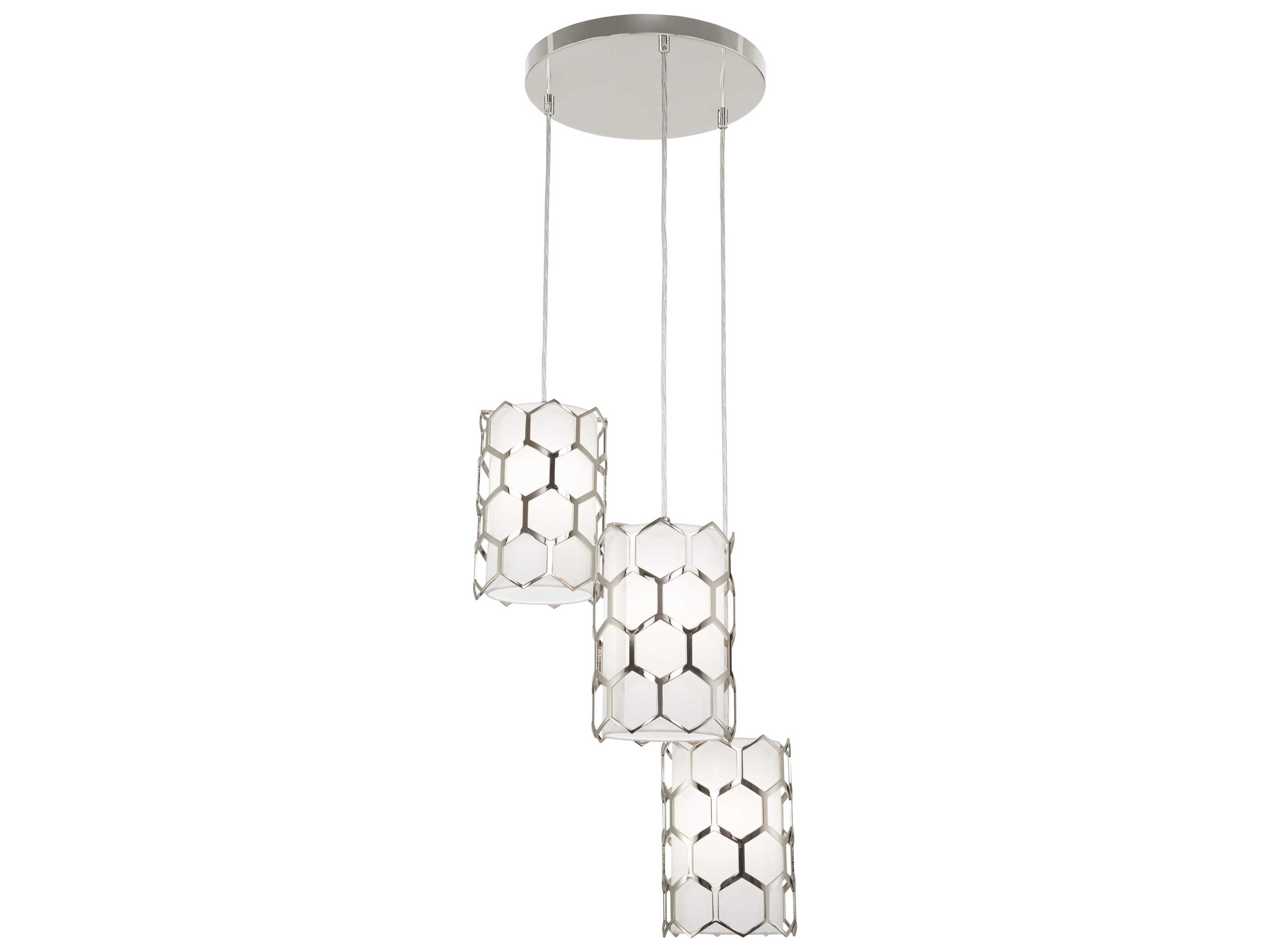 Missing Link 3-Light Polished Nickel White Cylinder Pendant
